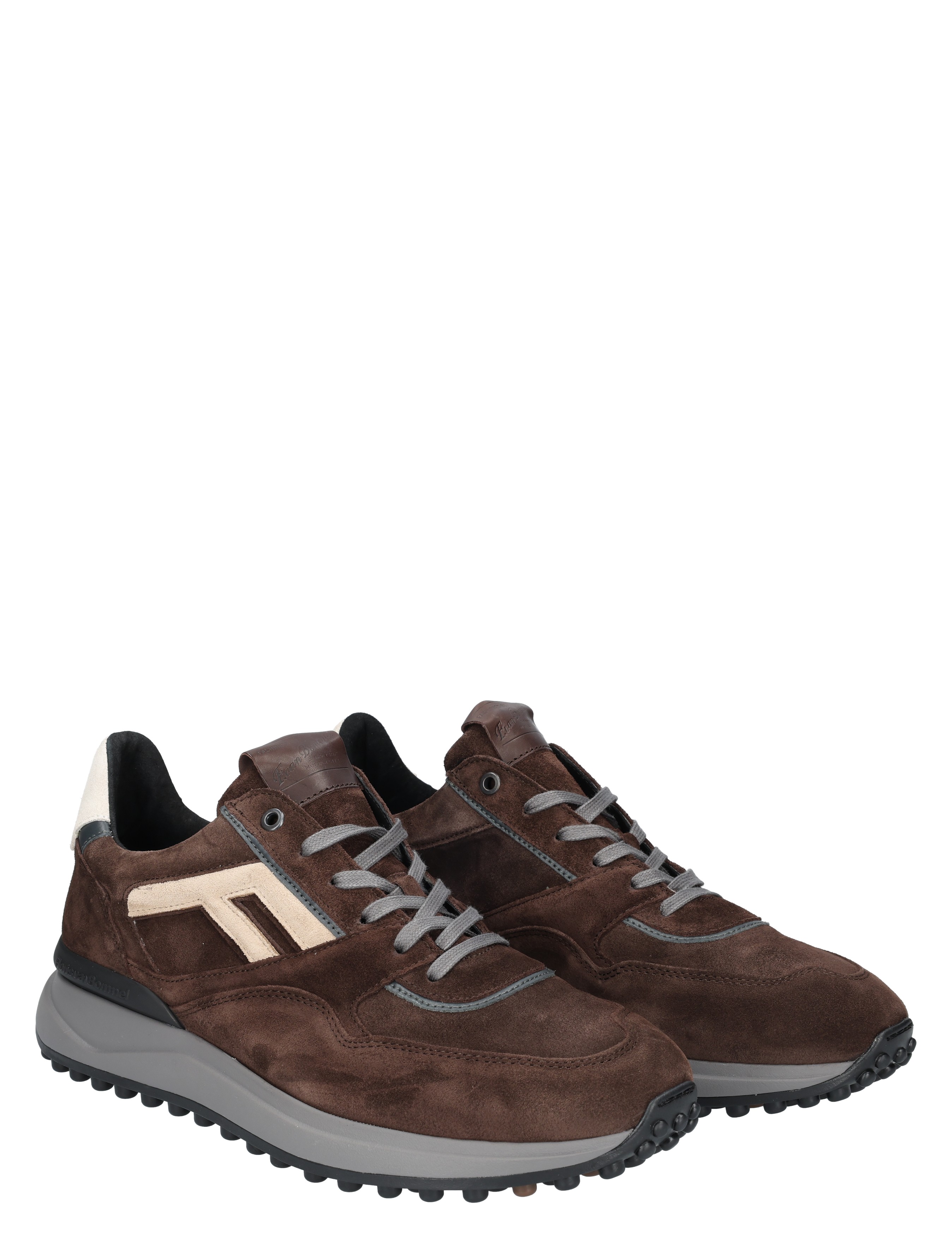 sneakers, bruin, suede, veterschoen, dikke-zool