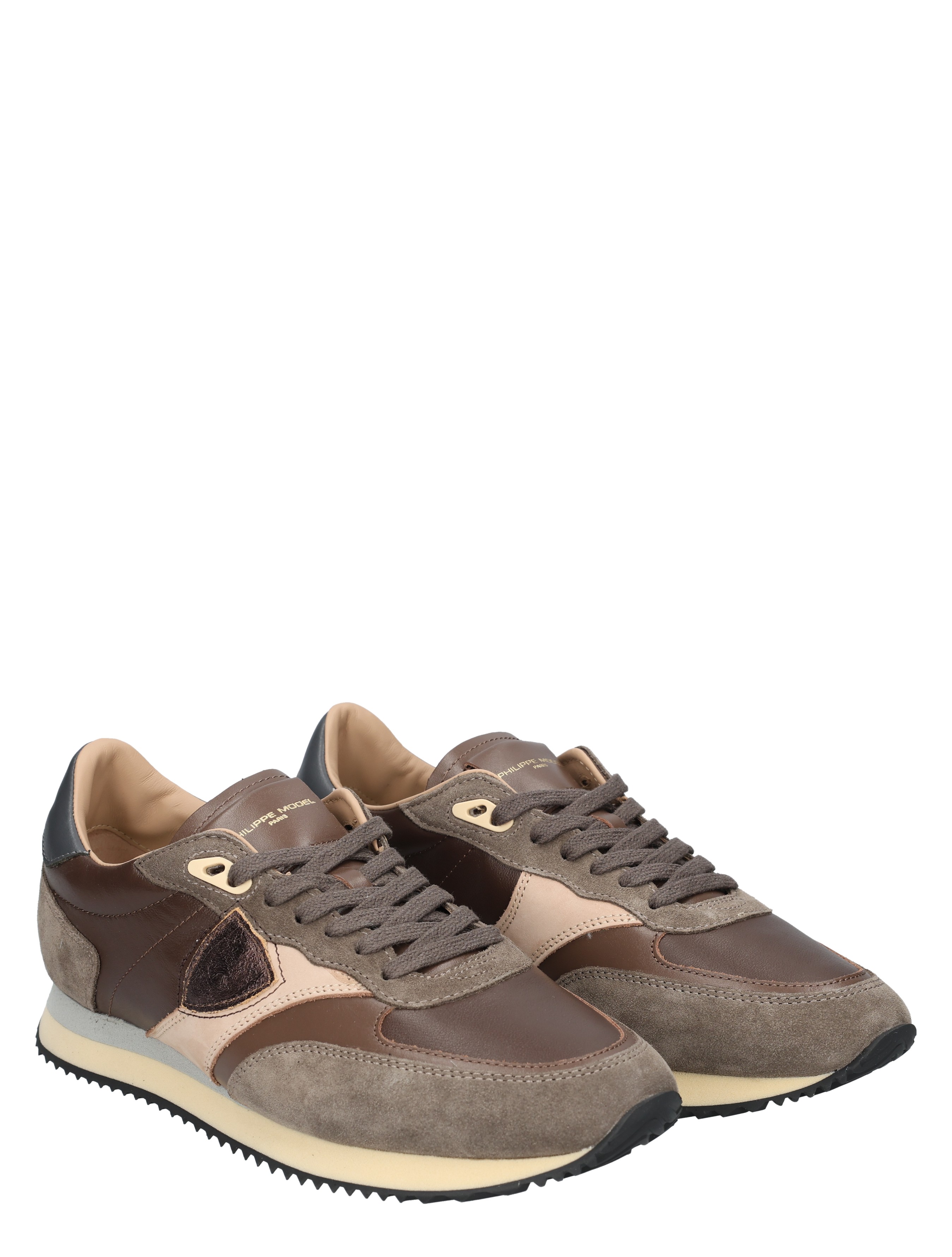 sneakers, herenschoenen, combinatiebruin, suede, luxe-materiaal