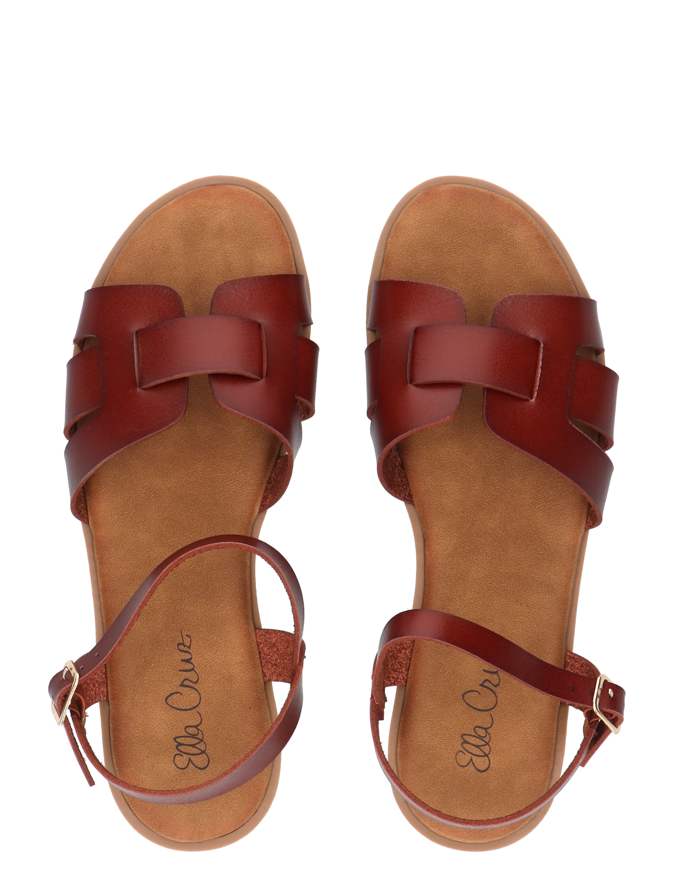 sandalen, leder, bruine, gevlochten, open teen