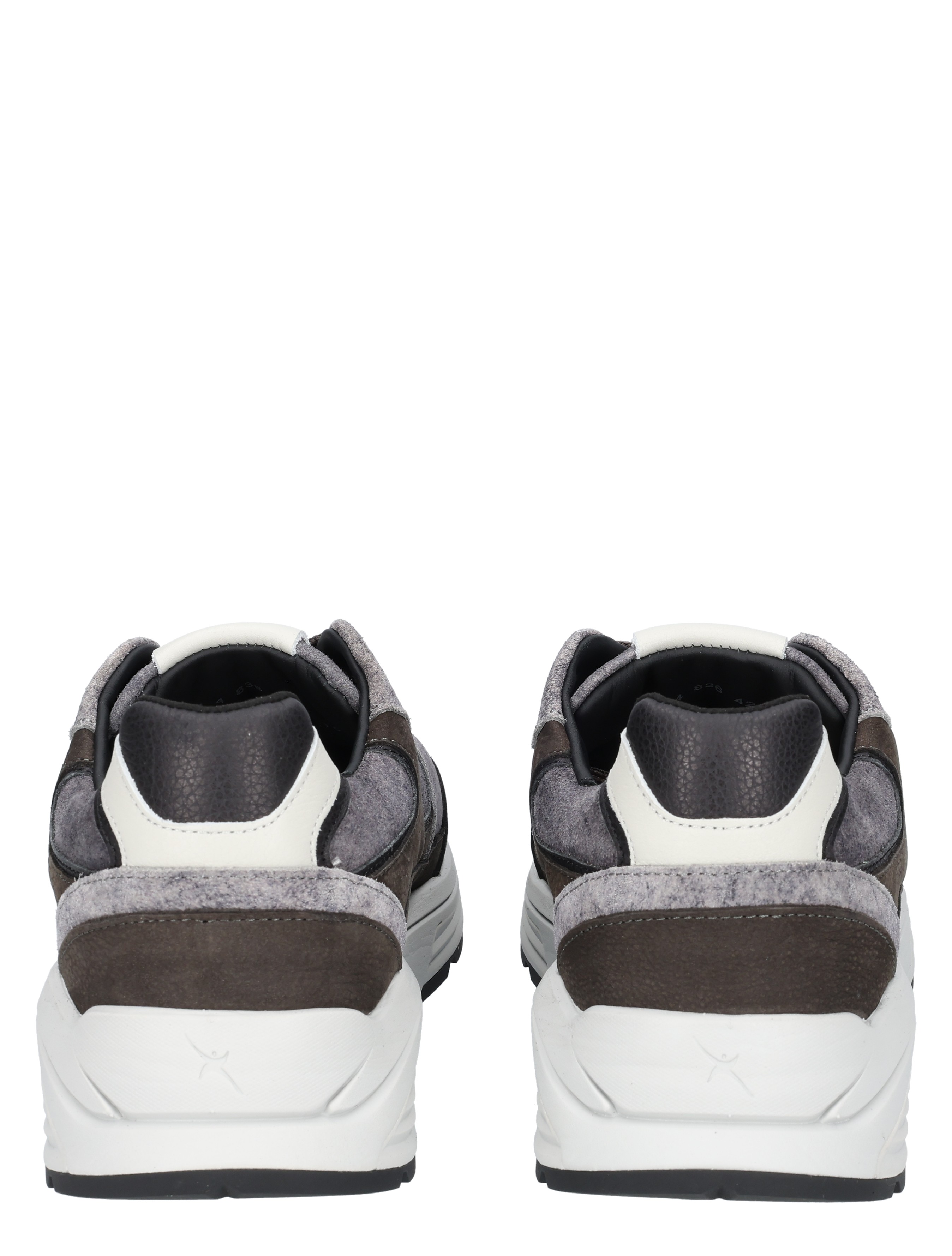 sneaker, heren, leder, suede, grijs