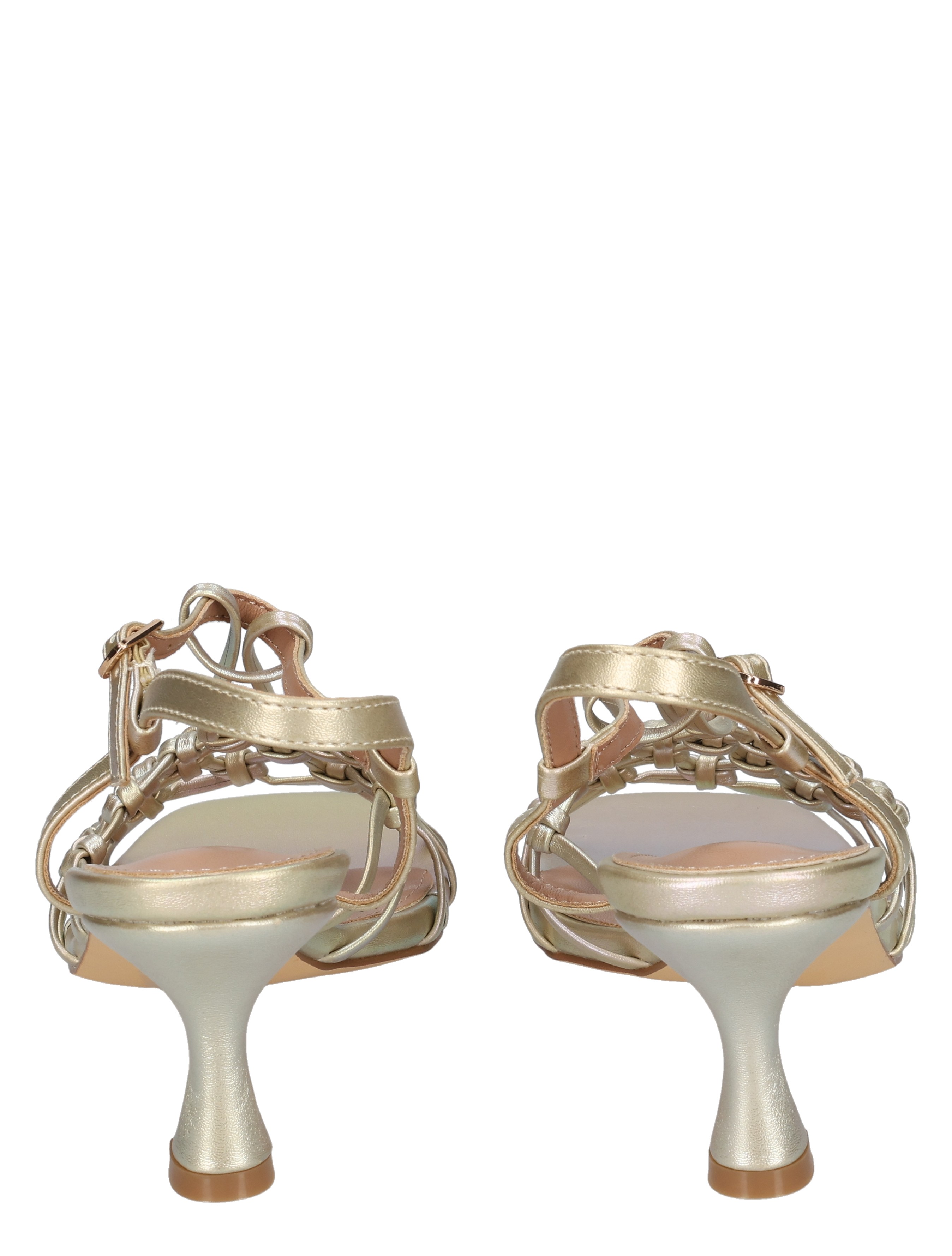 sandalen, hakken, strappy, metallic, glanzend