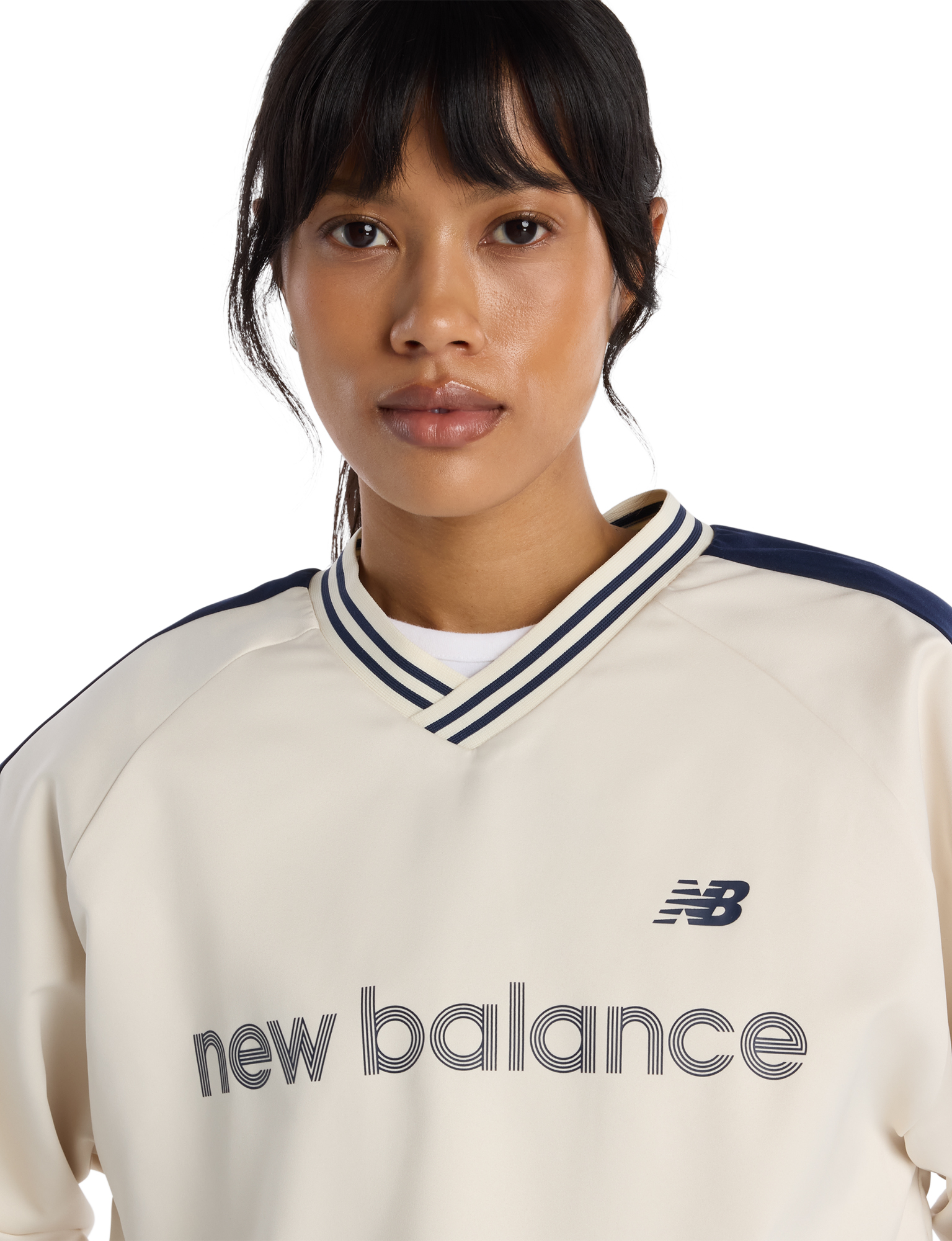 jumper, sweatshirt, creme kleur, logo afdruk, gebreide kraag