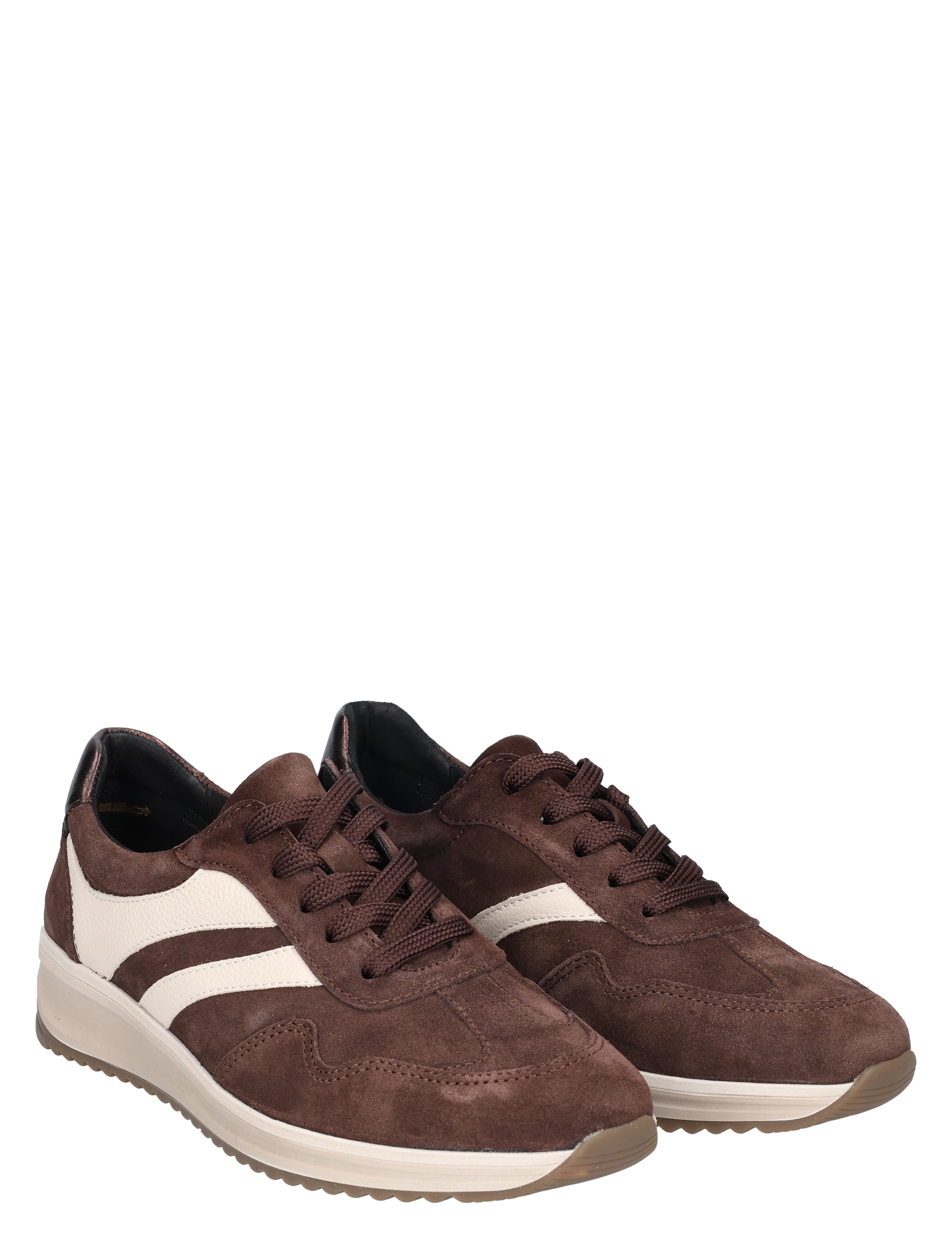 sneakers, bruine kleur, suede, witte accenten, casual schoenen