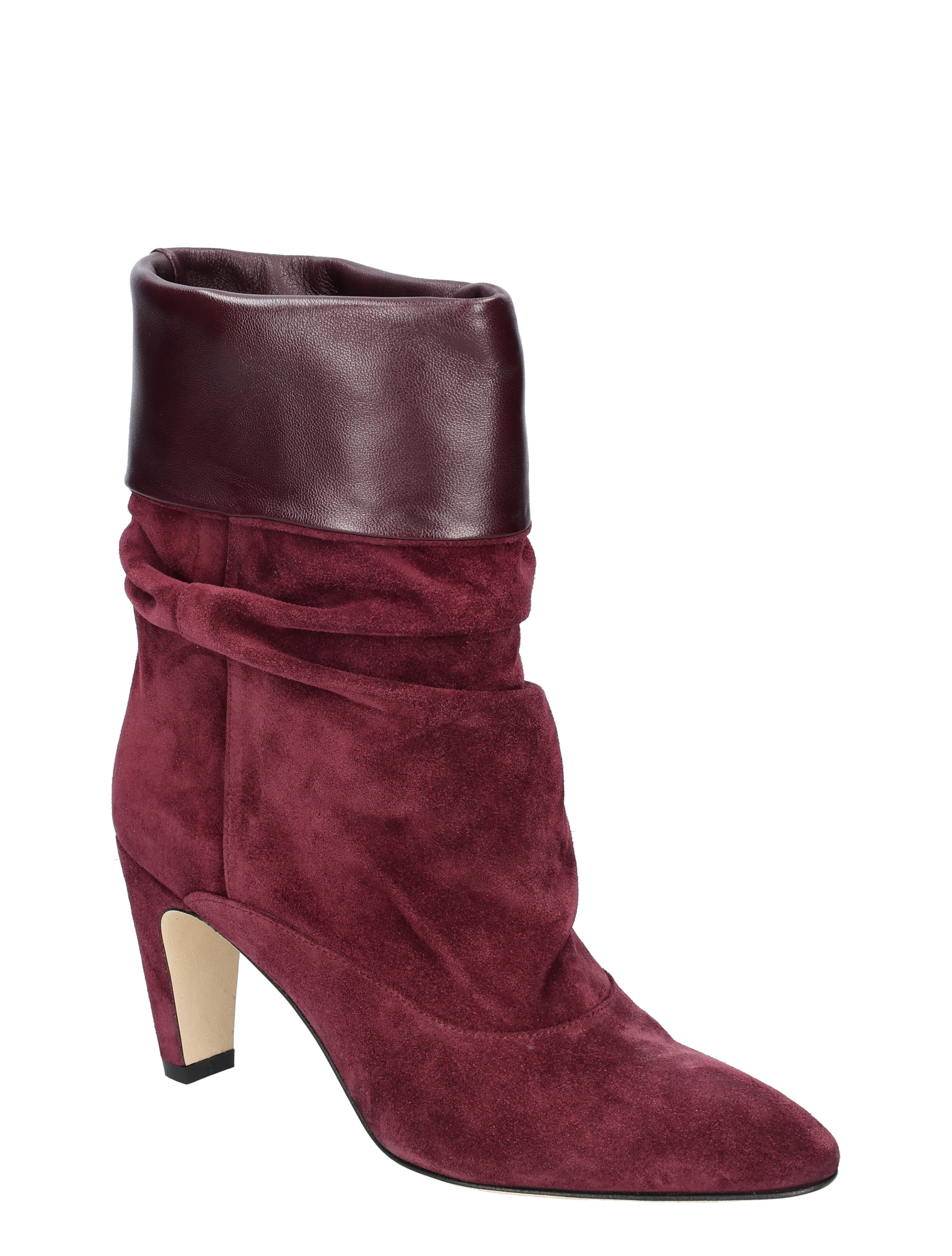 boot, ankleboot, suede, burgundy, blockheel