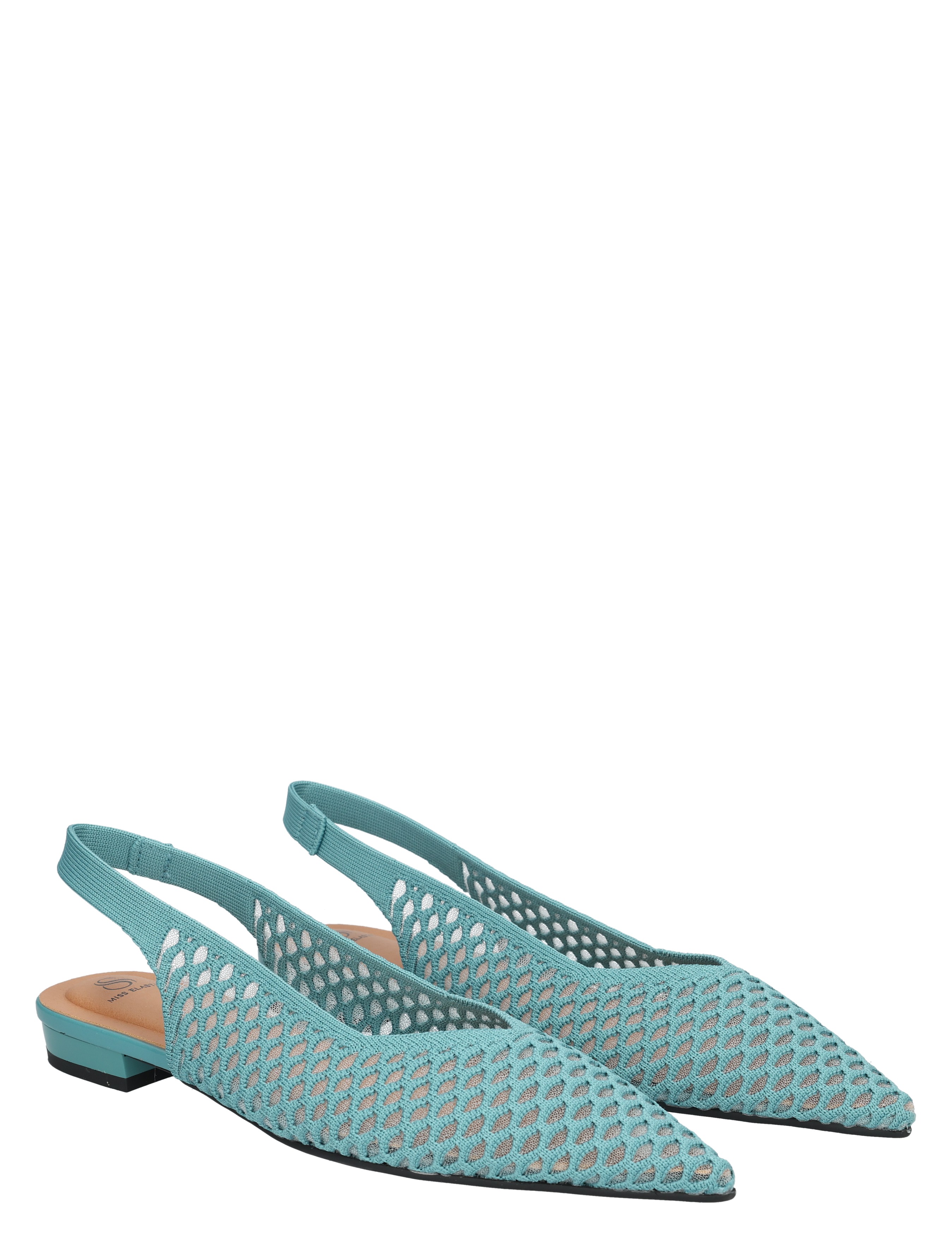 slingback, mesh, peep-toe, turquoise, flat-heel