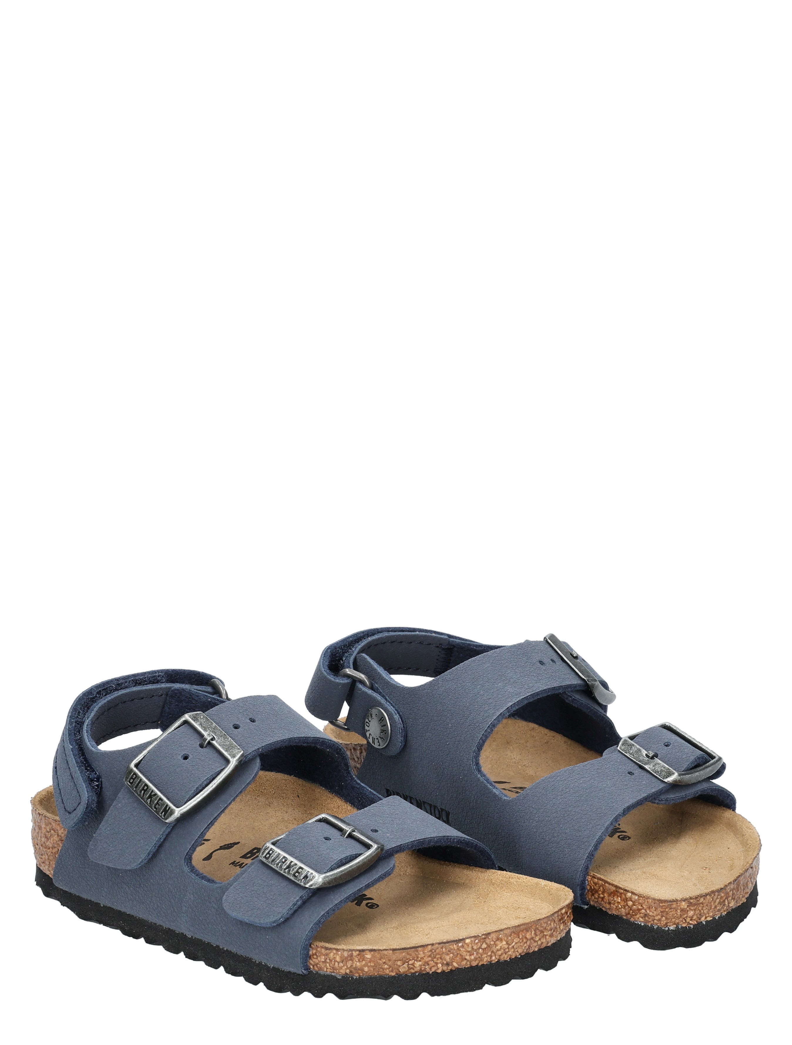 sandalen, dubbele band, korkzool, blauw, estetiek slange structuur