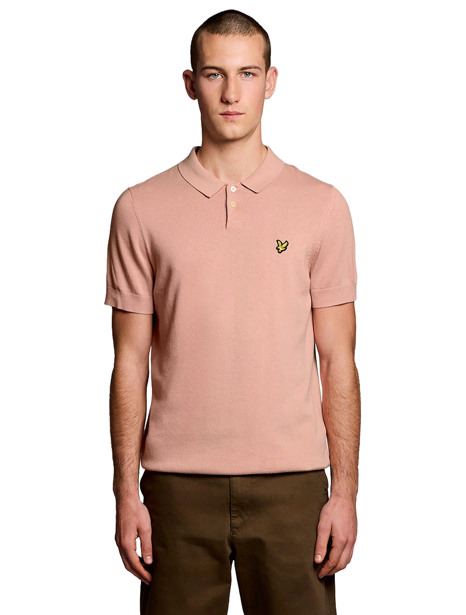 Lyle and Scott - Short Sleeve Knitted Polo Pink Grapefruit - Heren - T-Shirts & Polos - 49954_48_2