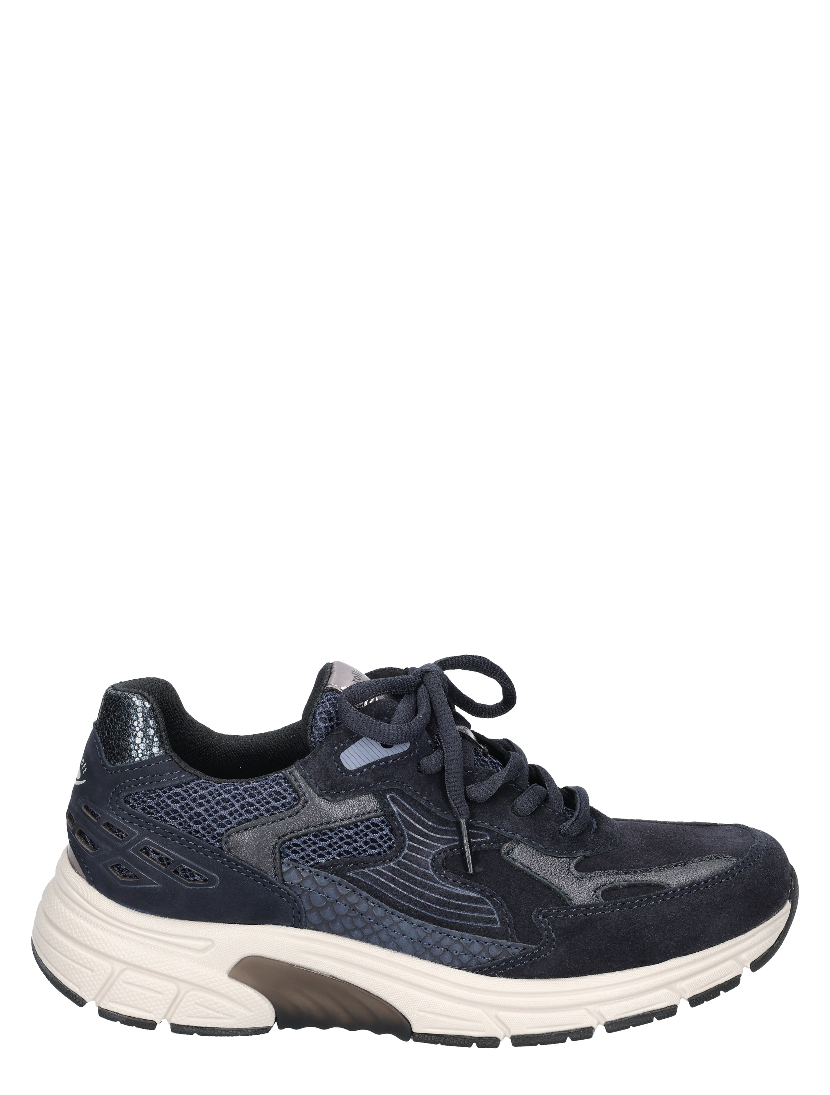 sneaker, donkerblauw, mesh, wedgesole, luxeSneaker