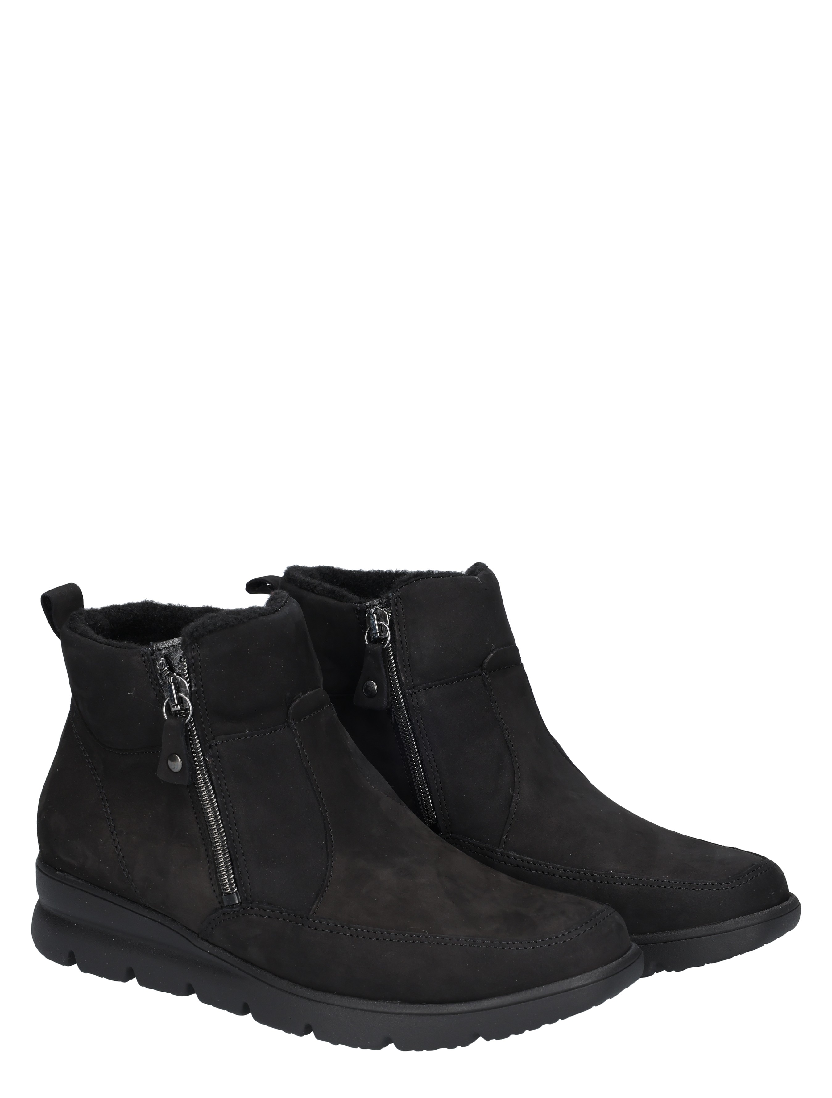 winter boots, ankle boots, black, zipper, shearling lining