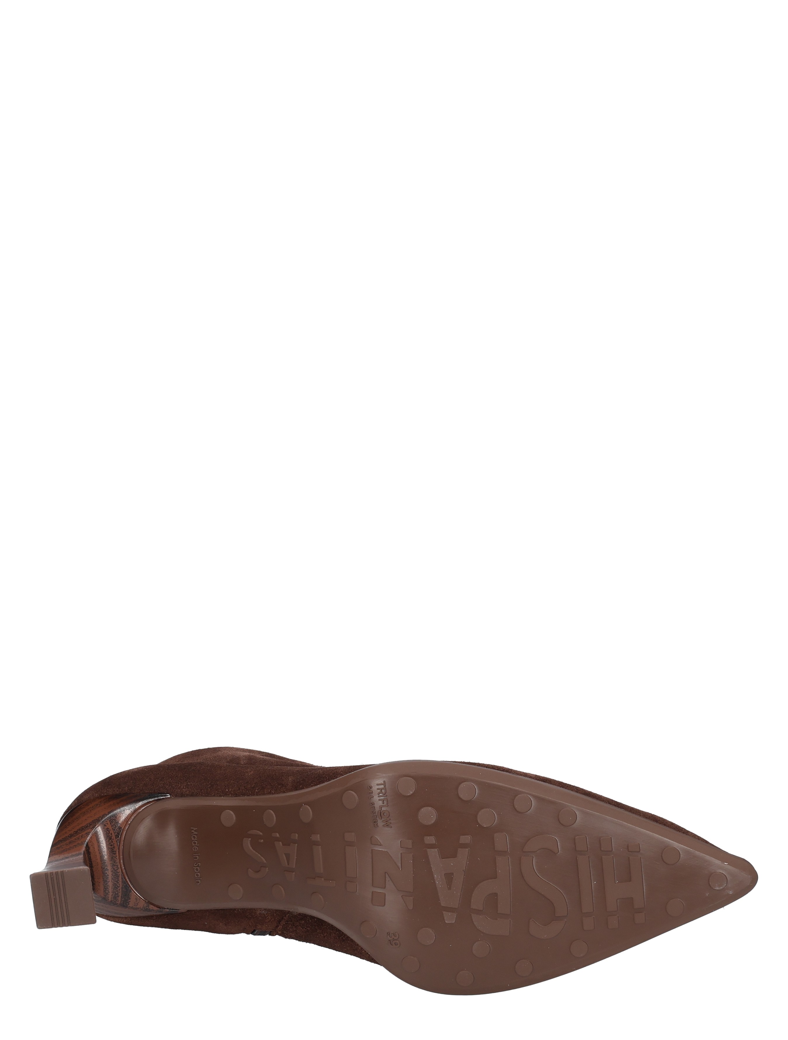 bruine schoen, plattere zool, hakken schoenen, lederen bovenwerk, antislip zool