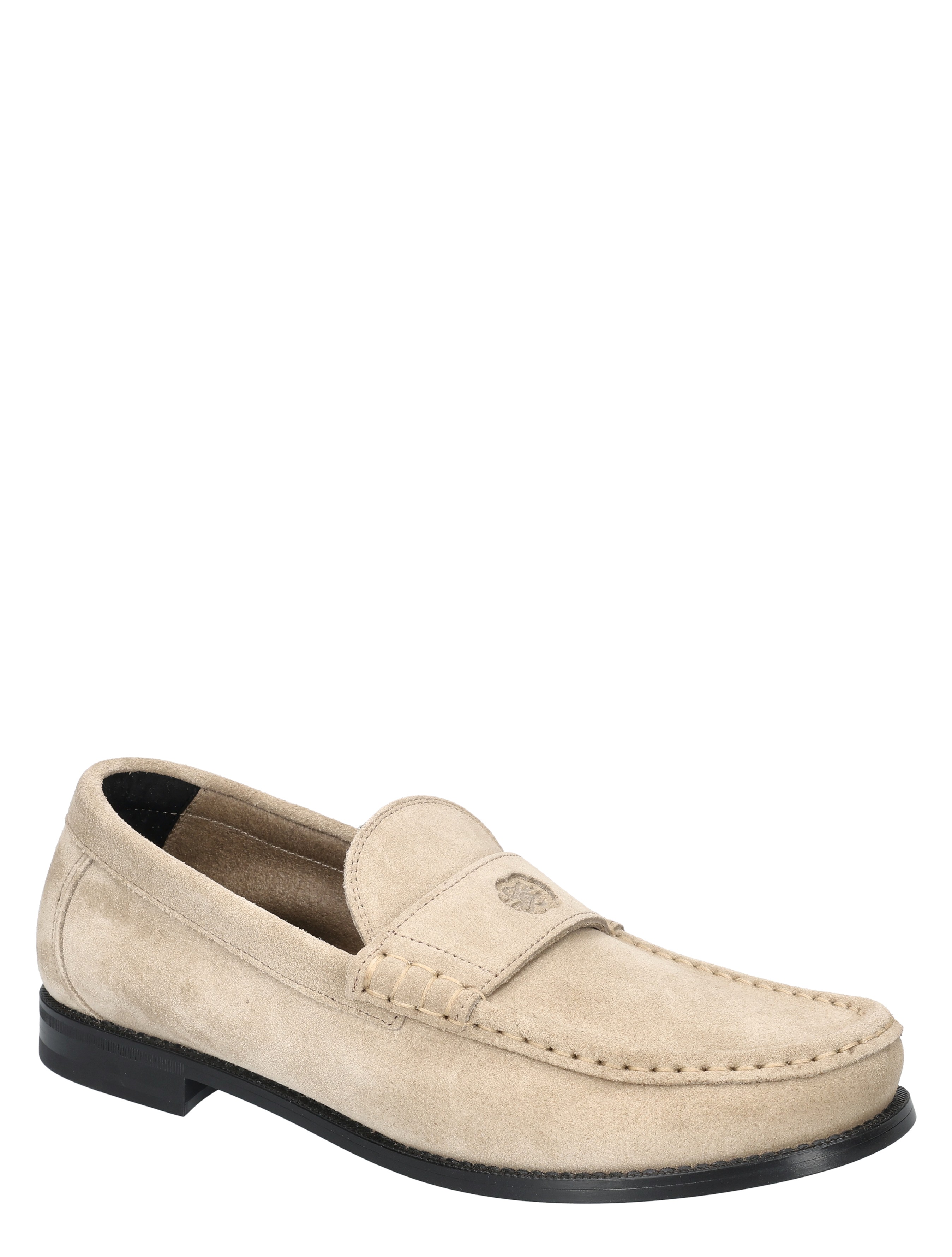 universiteits, pantoffel, suède, beige, loafer