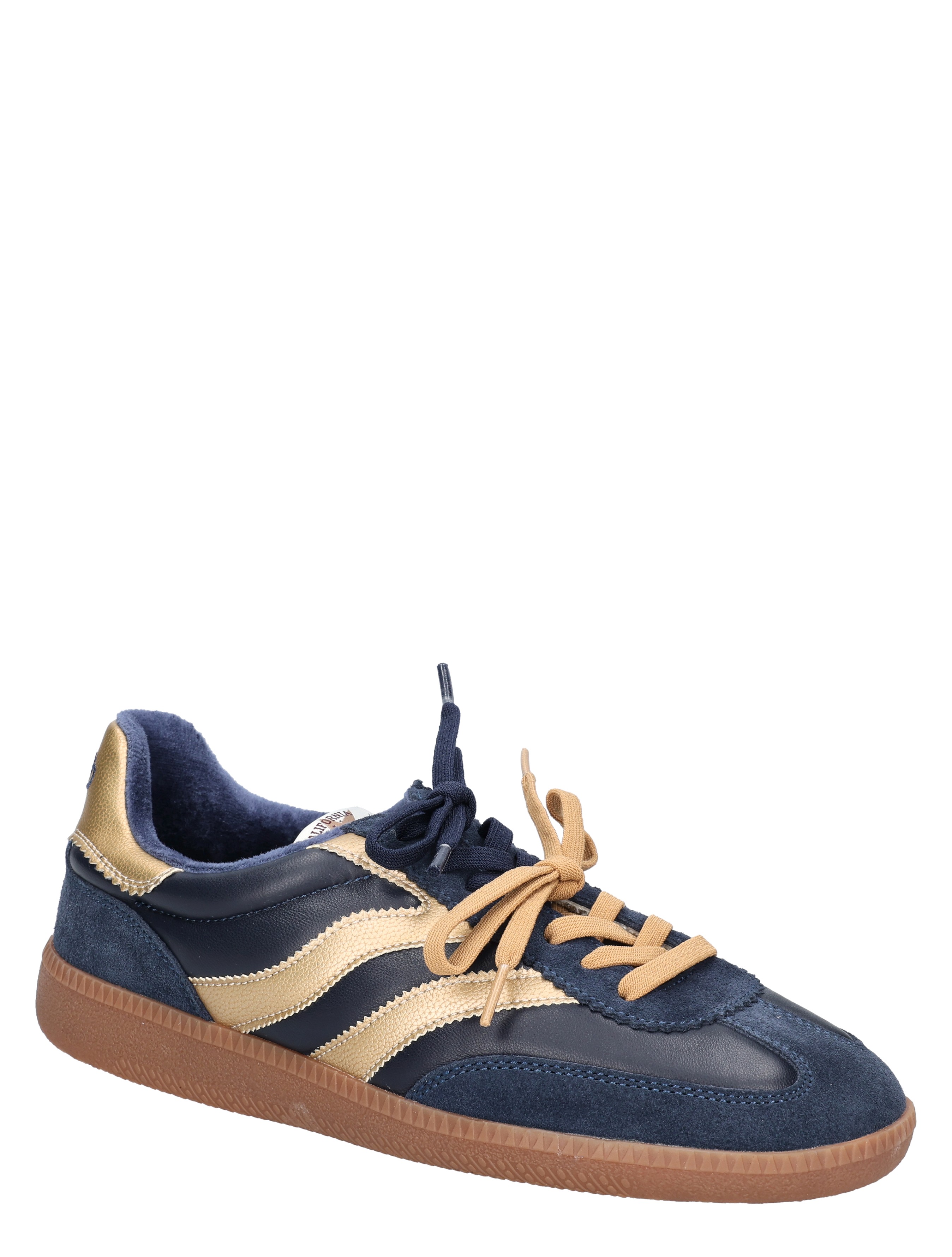 sneaker, navy, gold, veters, gumsole