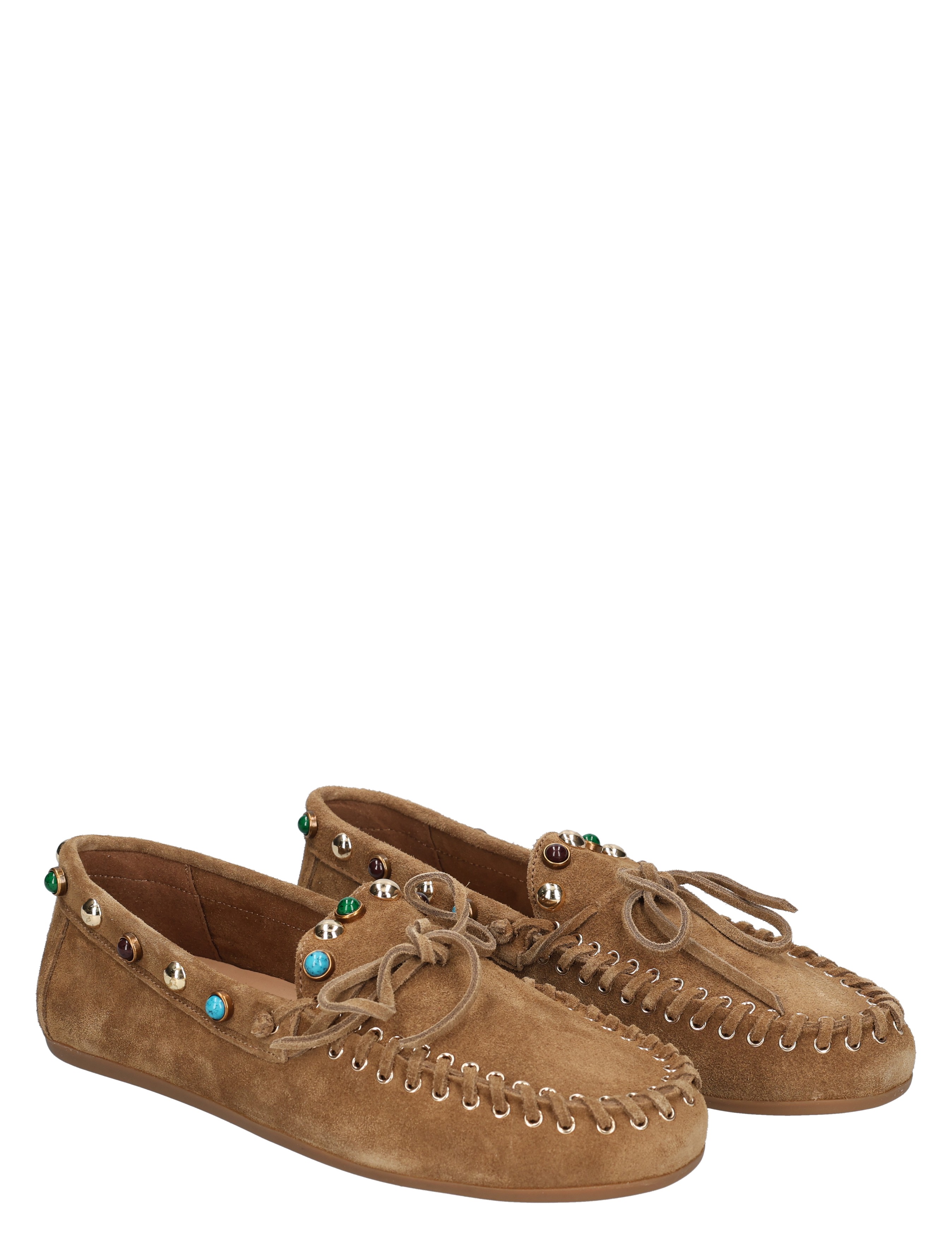 moccasin, suede, brown, laces, decorative beads