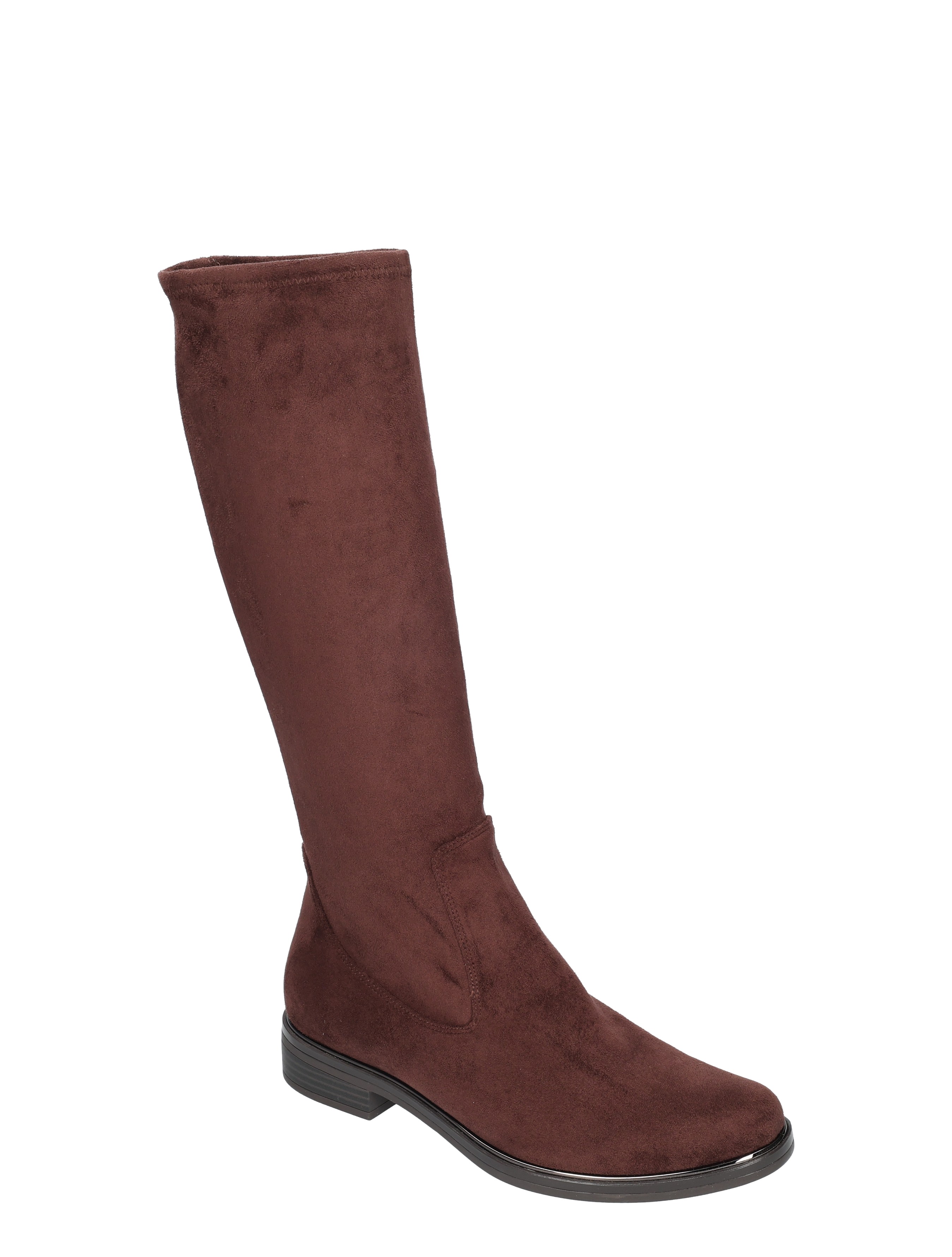 laars, kneehoog, suede, bruin, rug-sole