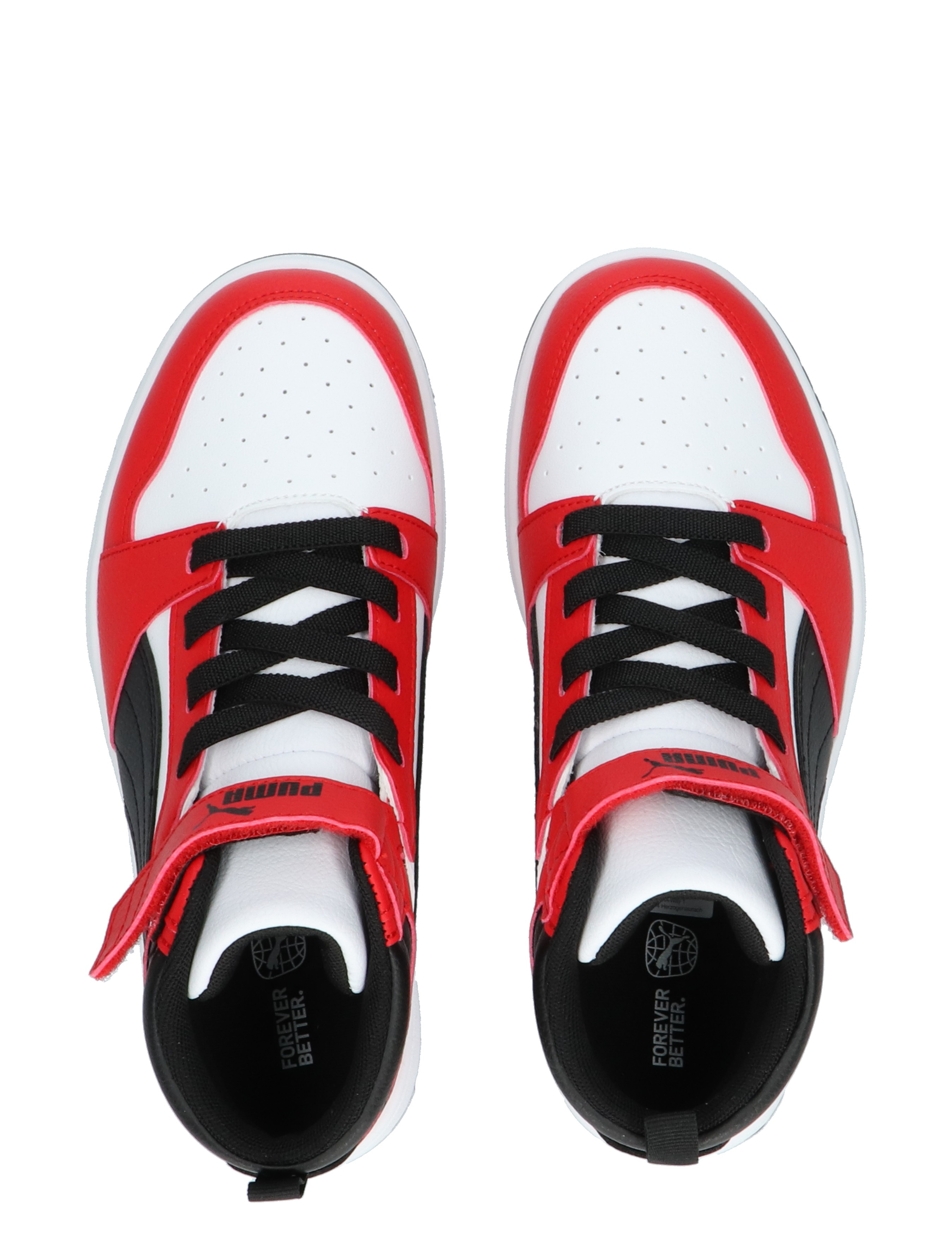 Rebound V6 Mid Basket Velcro White Black Red