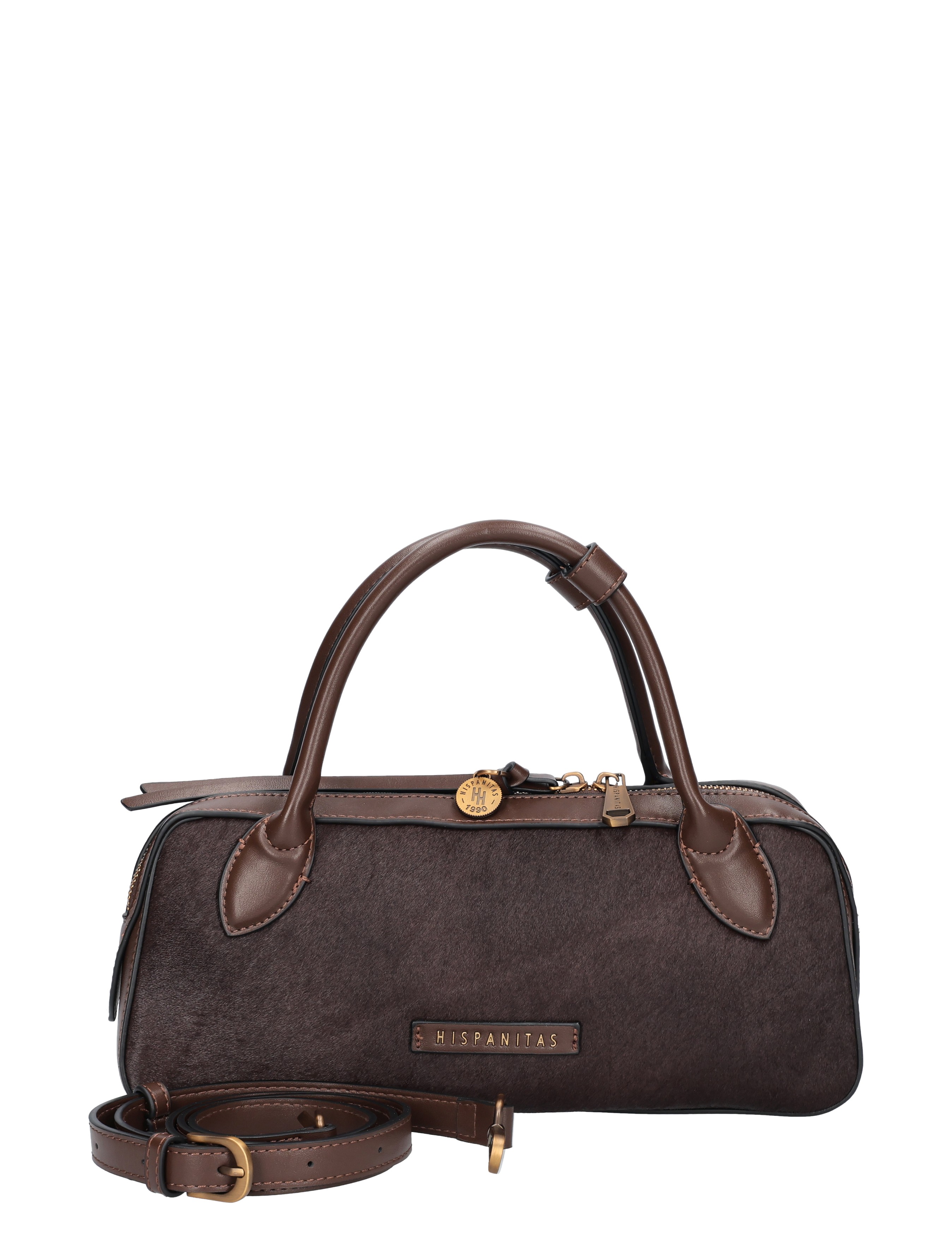 handtas, toilettasje, brown, kusntleder, Hispanitas label