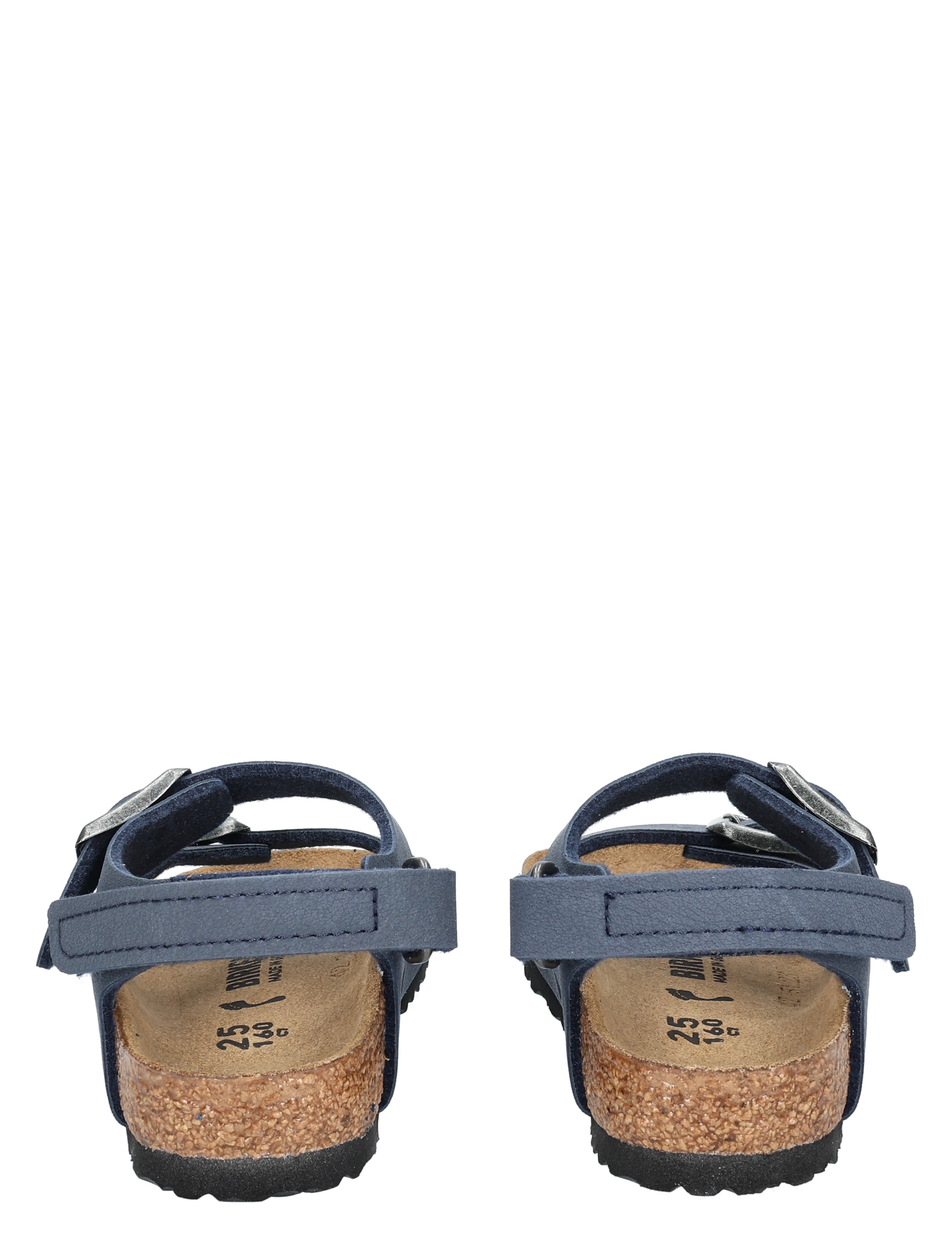 sandalen, open toed, enkelband, blauw, corkzool