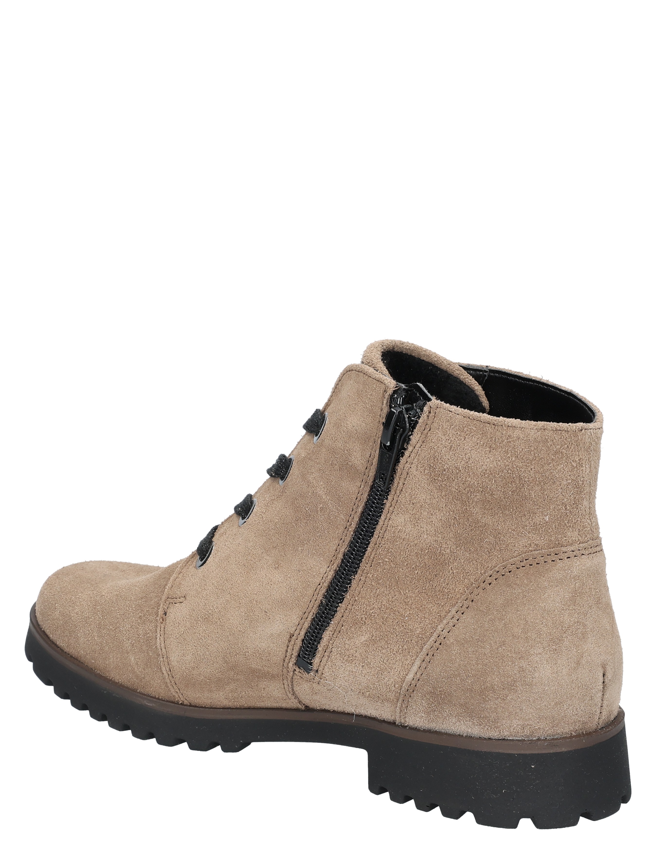 ankle boot, suede, beige, side zipper, lug sole