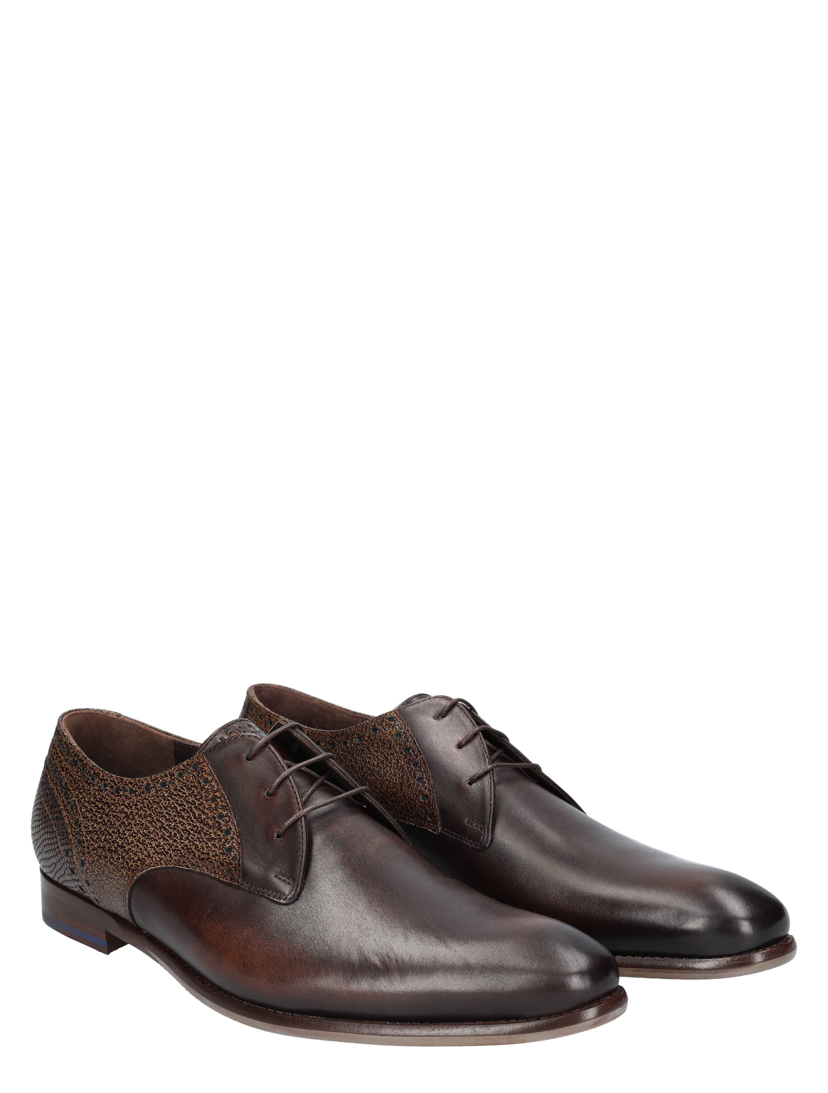 herenschoenen, leder, bruine schoenen, oxford, gevoerd/gestikt detail