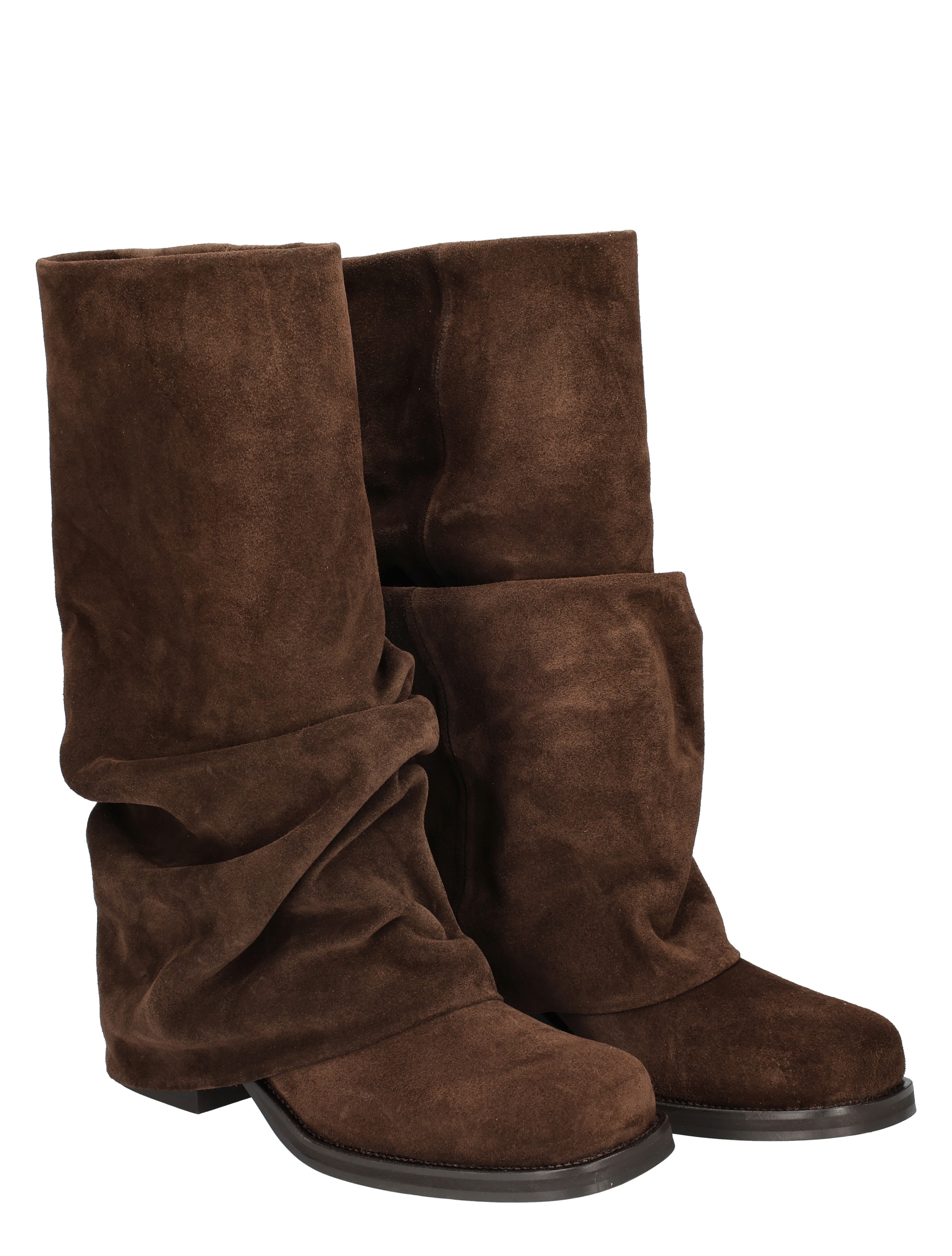 laarzen, bruine suede, kneeshoog, rugbesuede, schachtlaarzen