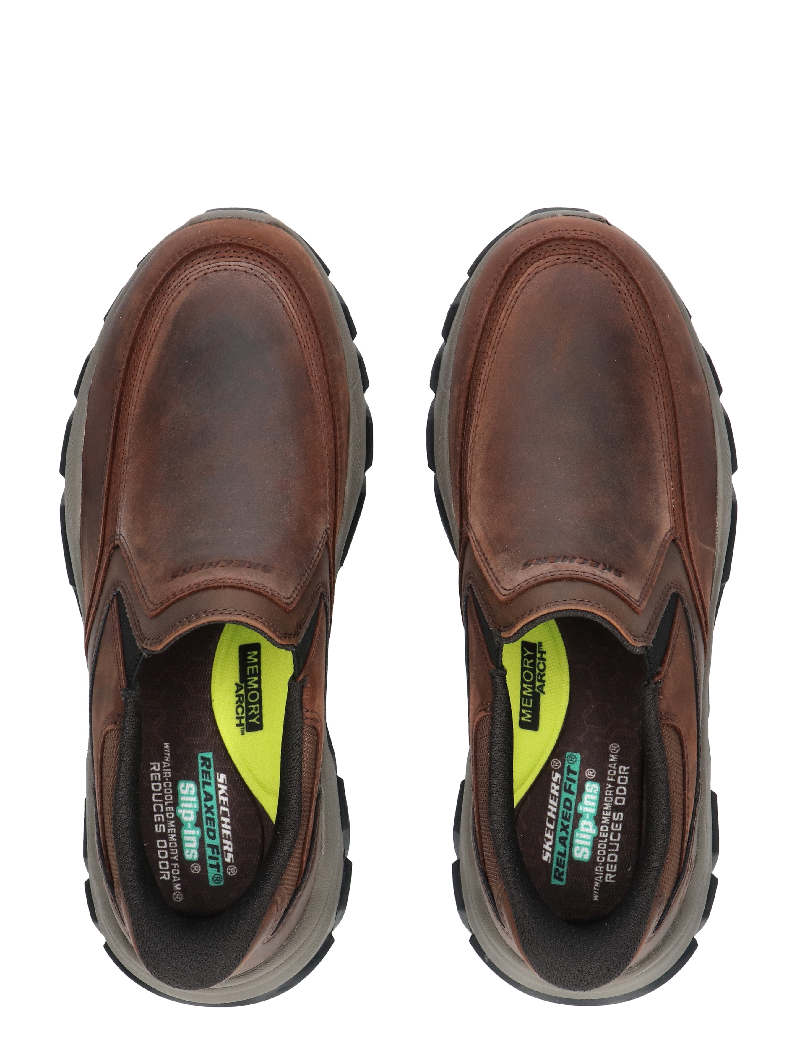 slip-ons, bruin, leer, robuuste-zool, memory-supreme