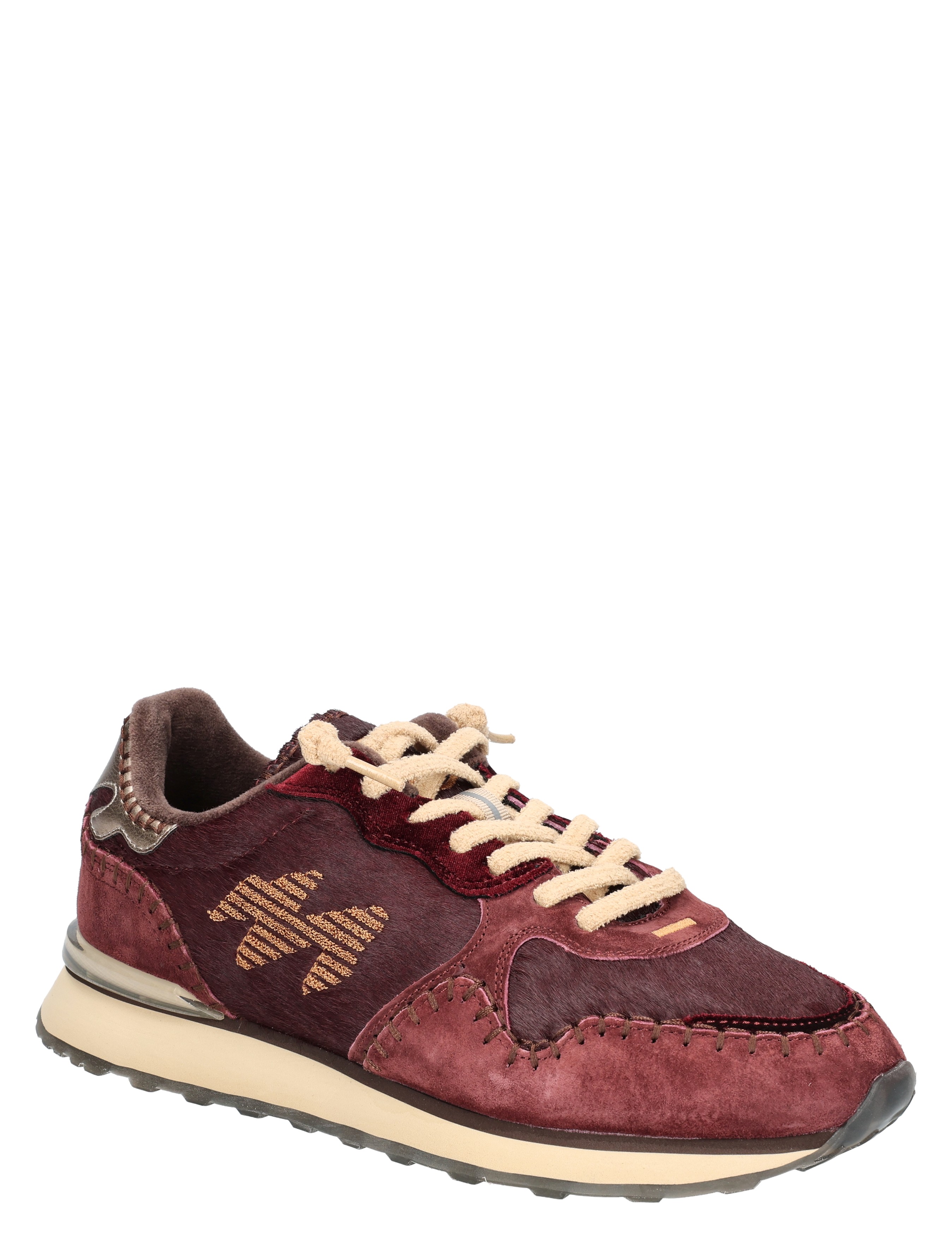 sneaker, rood, suède, veters, sportschoen