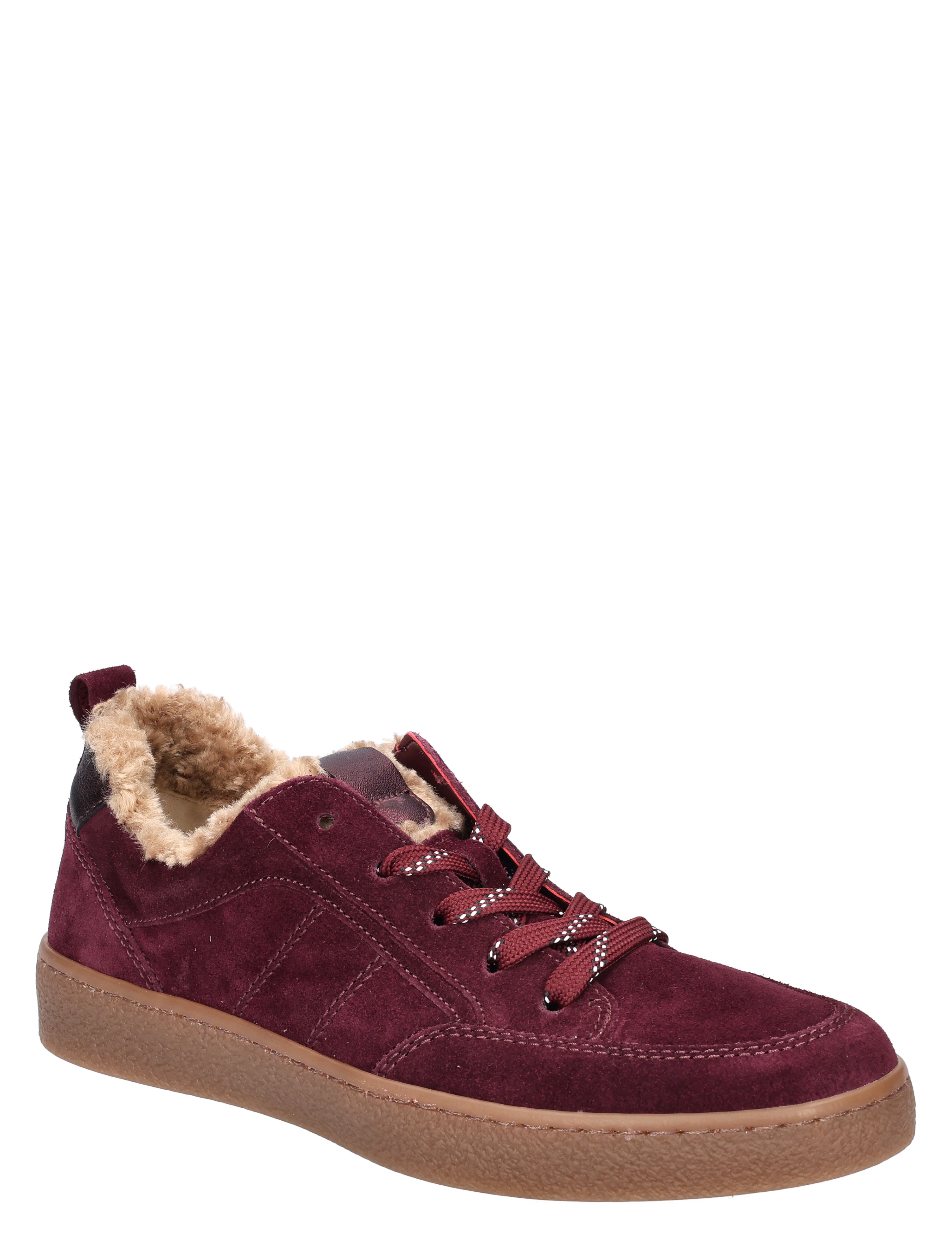 sneaker, suede, bordeaux, vachtvoering, rubberen zool