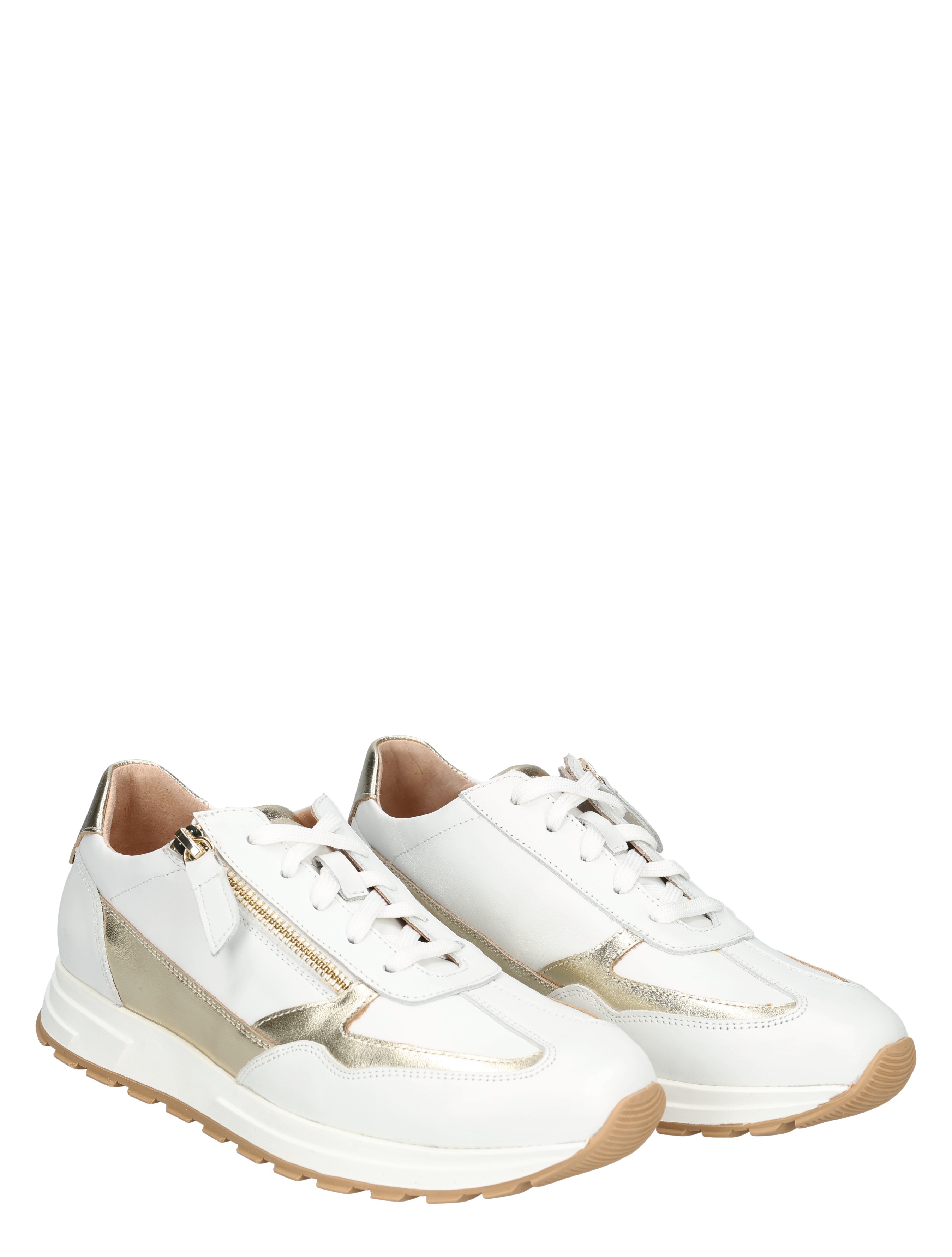 witte sneakers, zilver accent, dames sneakers, veterschoen, zijklep zipper