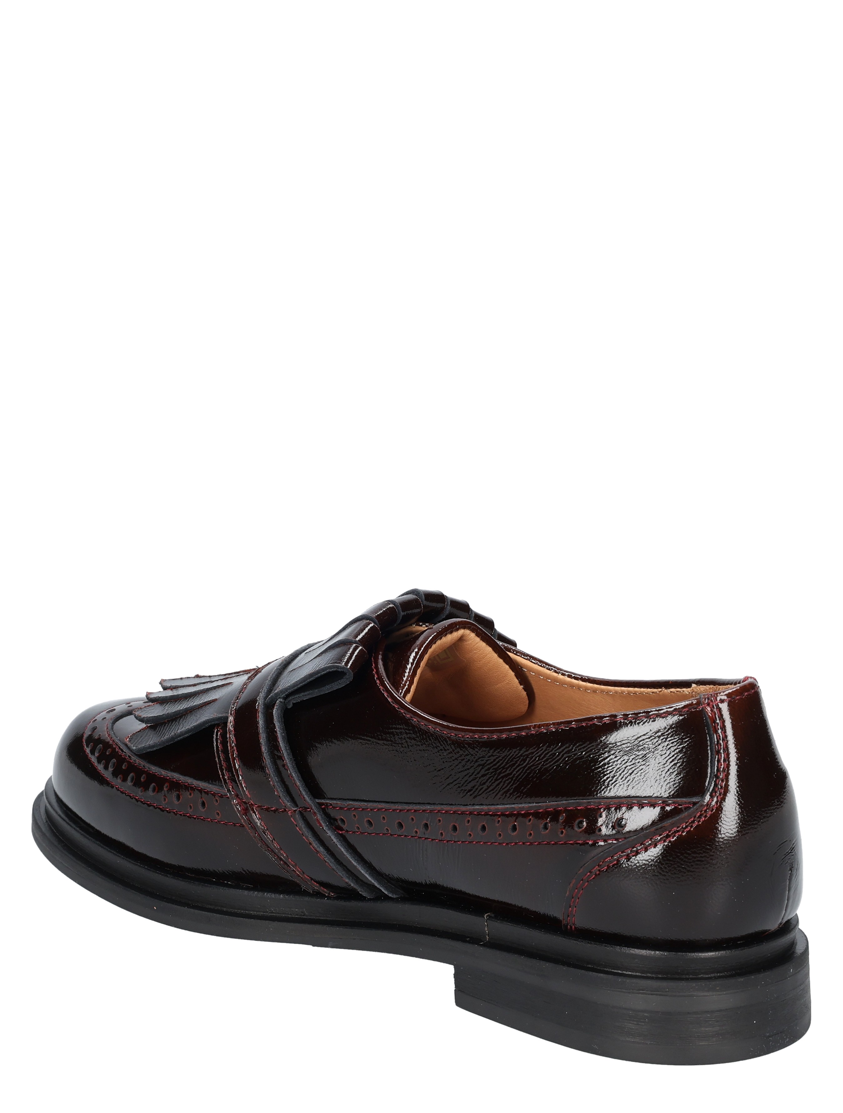loafer, boekhouden, bruin, patentleer, perforatie-detail