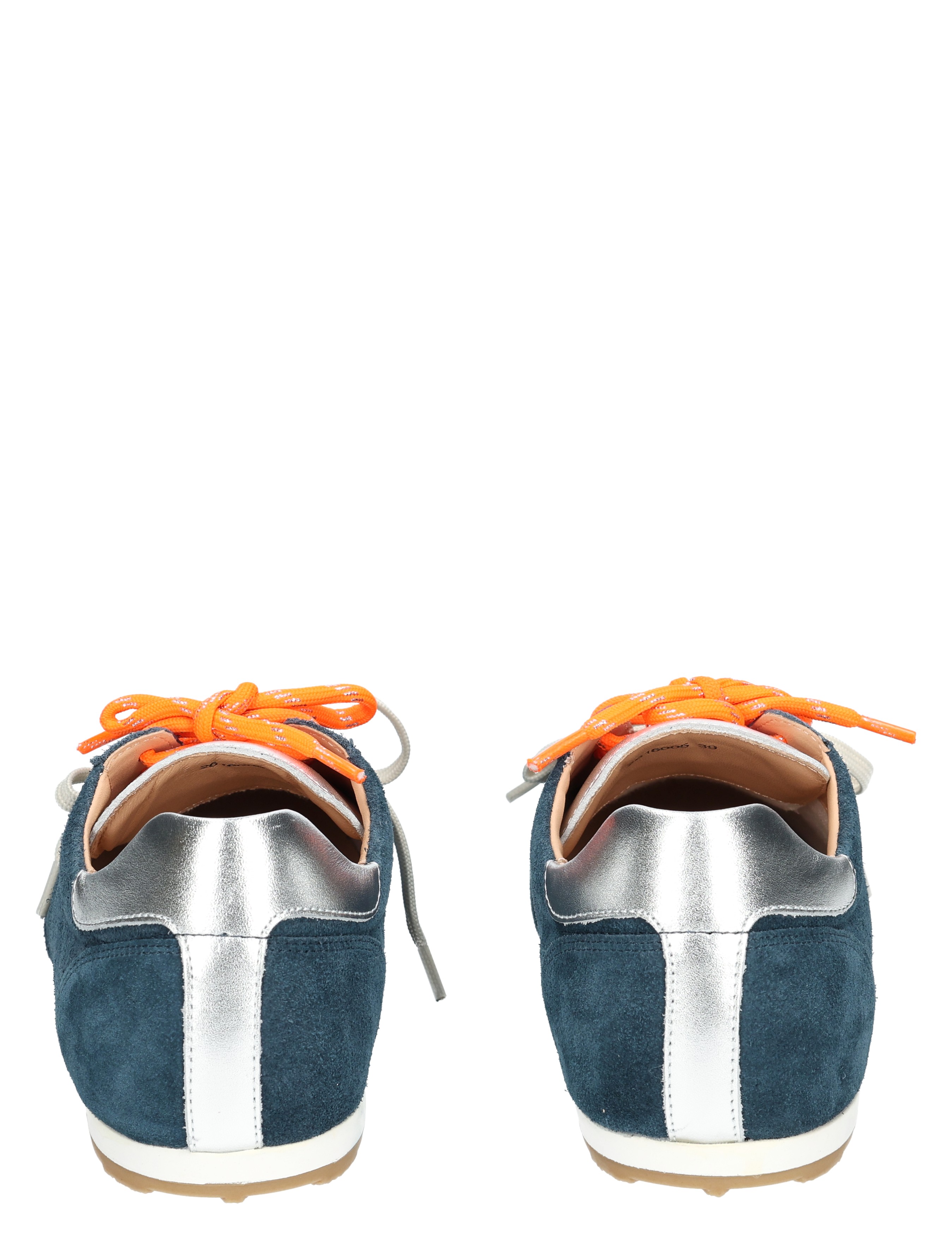 sneakers, blauw, suède, oranje veters, casual