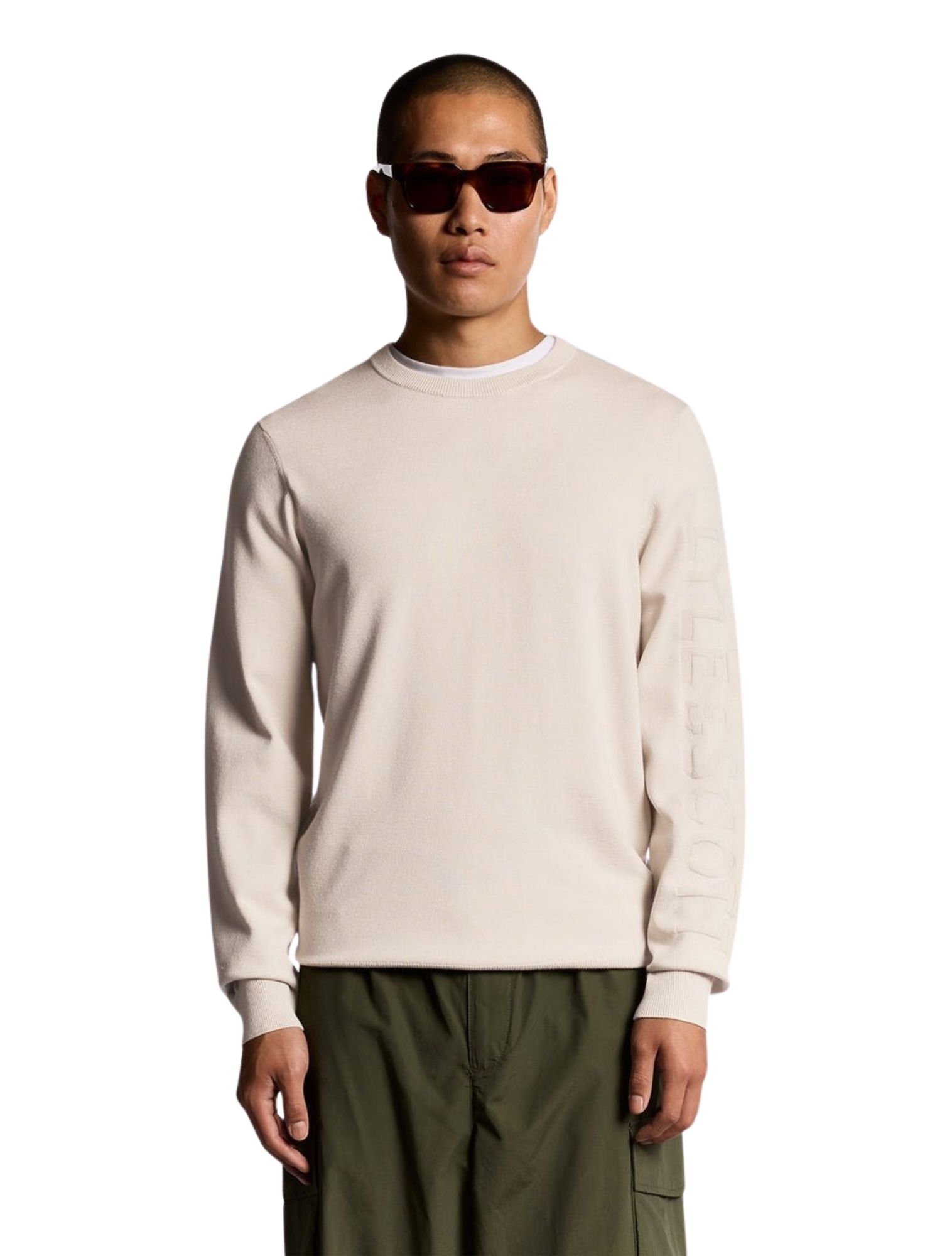 Lyle and Scott - Mesh Crew Neck Putty - Heren - Truien & Sweaters - 48541_77_2