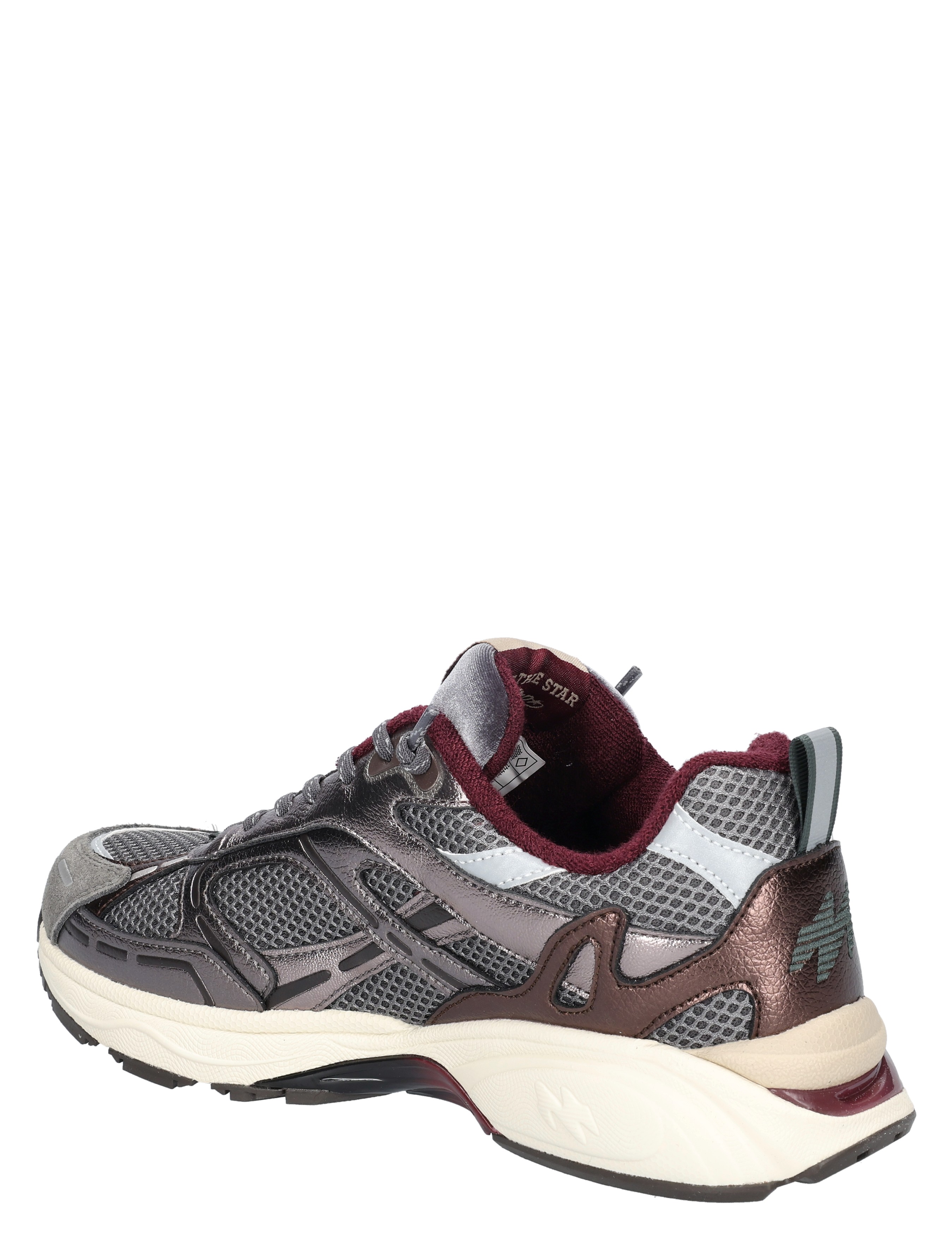 sneaker, wandelschoenen, mesh, grijs, rood/bordeaux