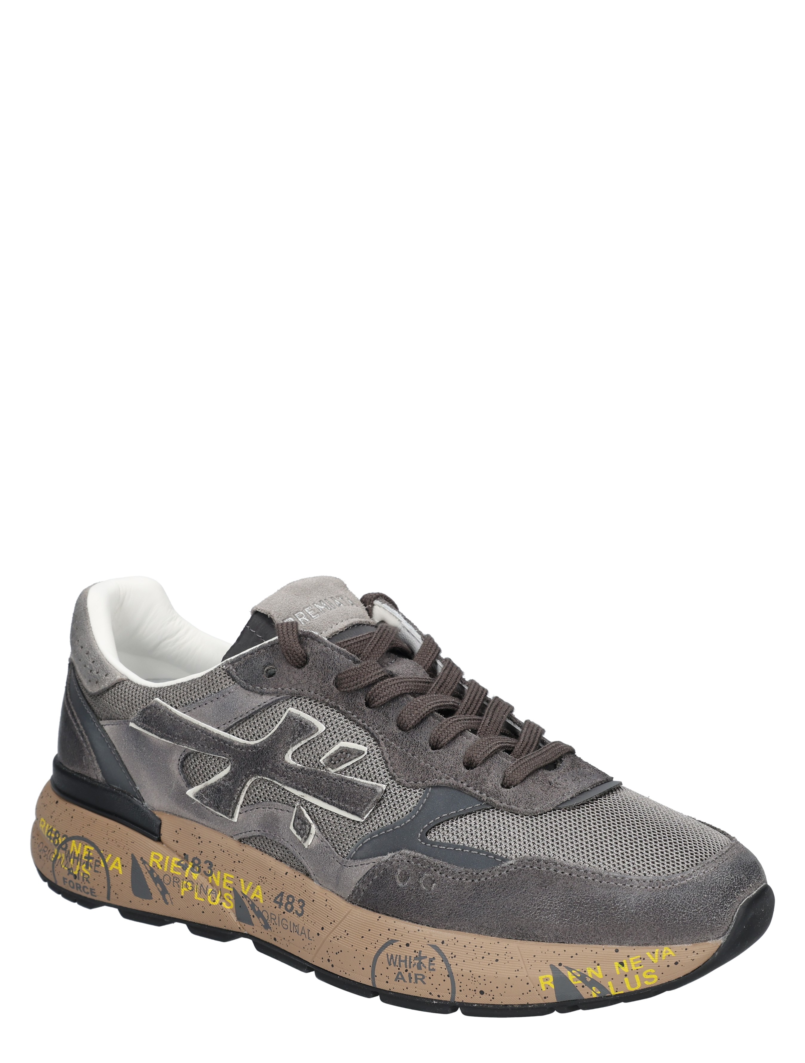 sneaker, grijze, mesh, veters, zolle