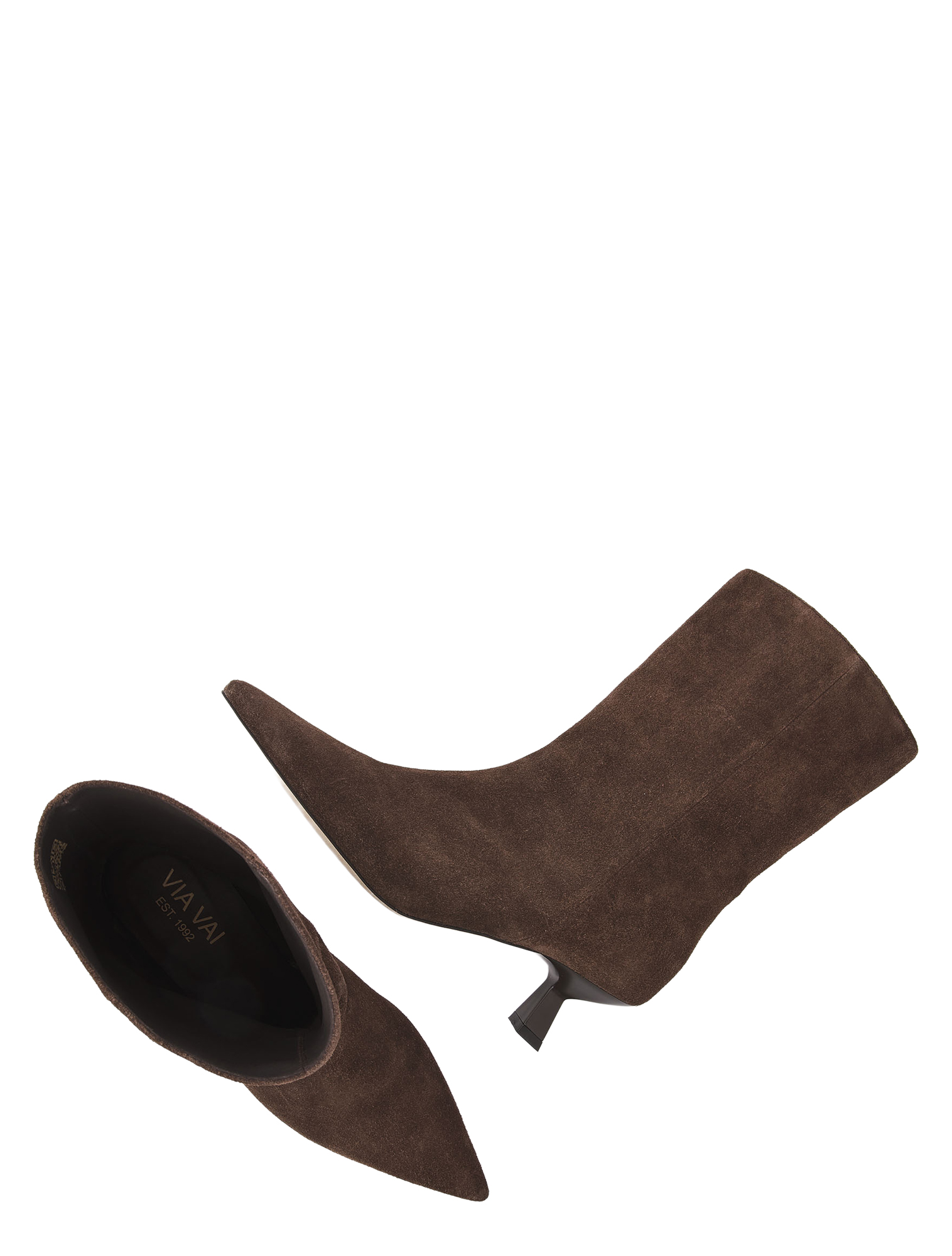 bruine elpeinen, suede, knielaarzen, hoge hak, schacht