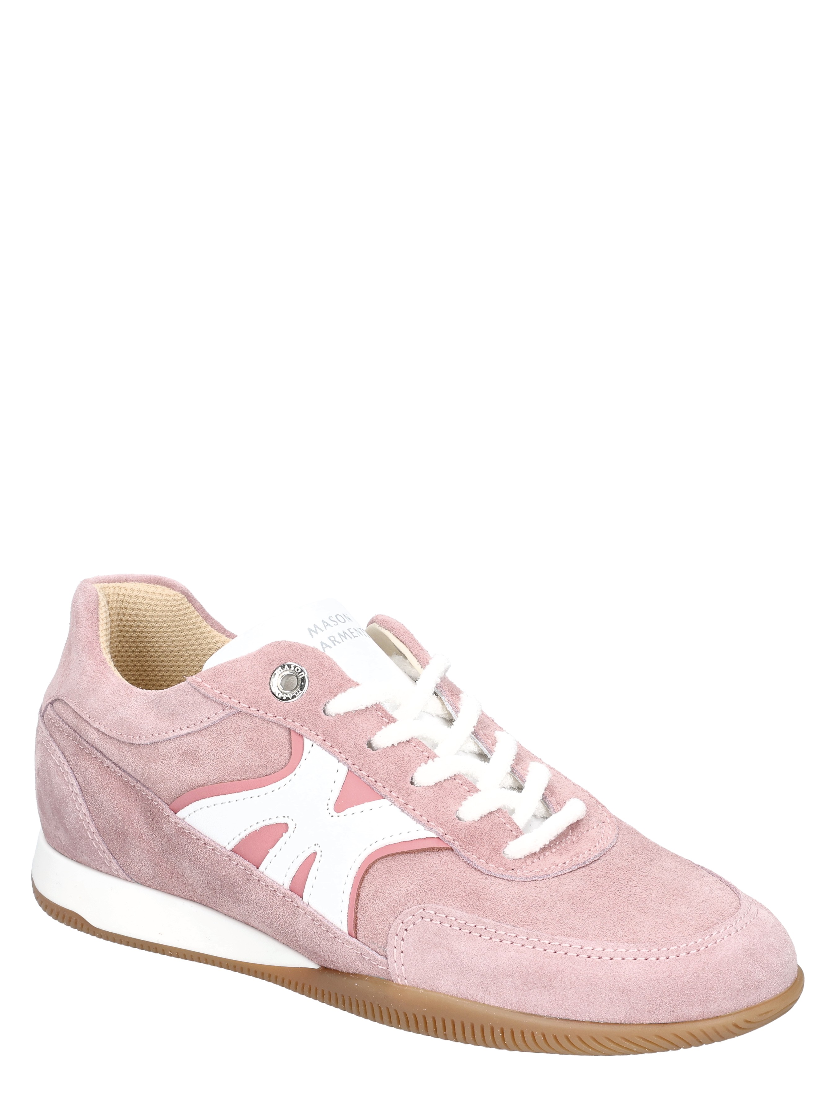 sneaker, roze, suède, white-accent, gym-sneaker