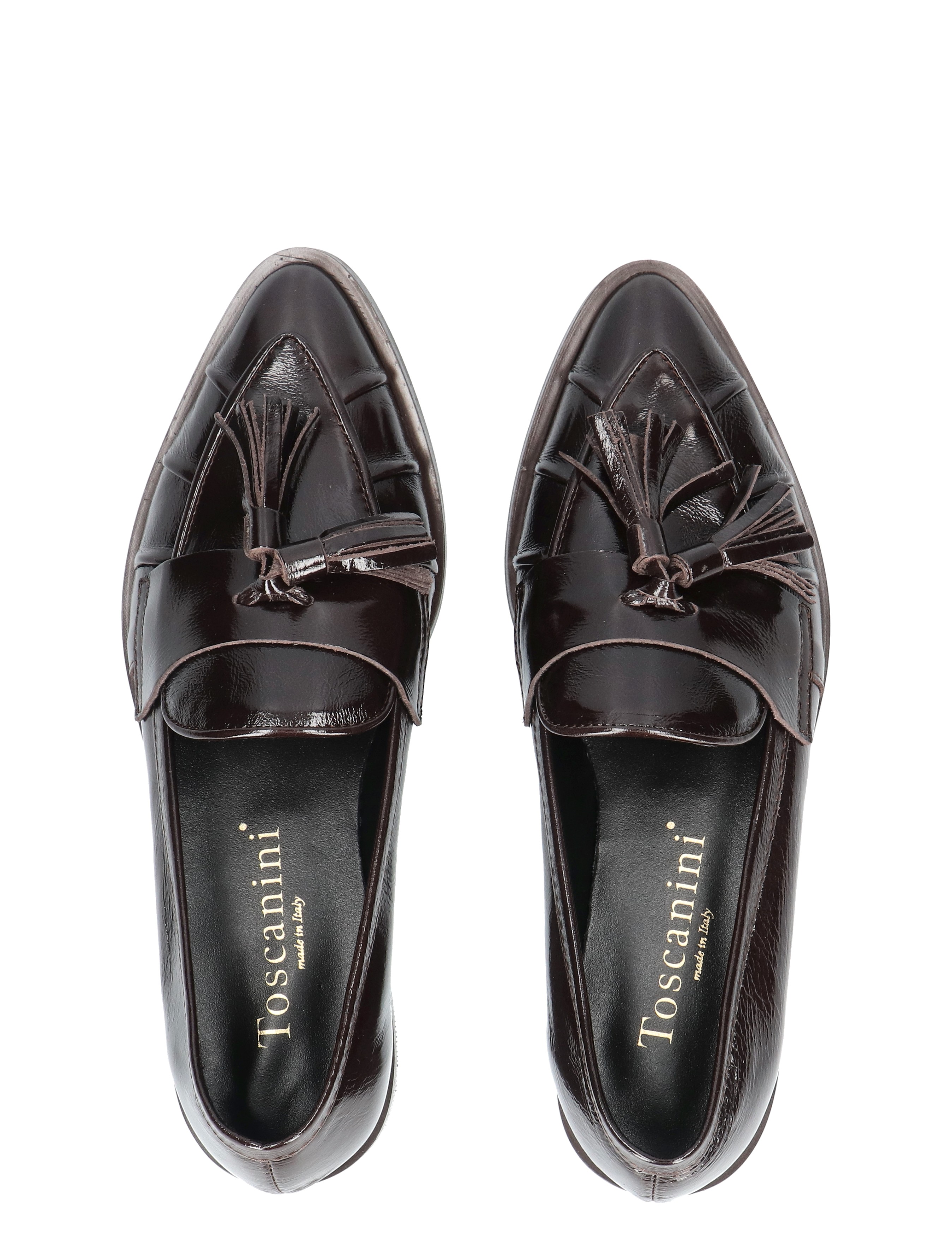 mokassinen loafers, lederen loafers, tassel loafer, donkerbruin, slipper ornament
