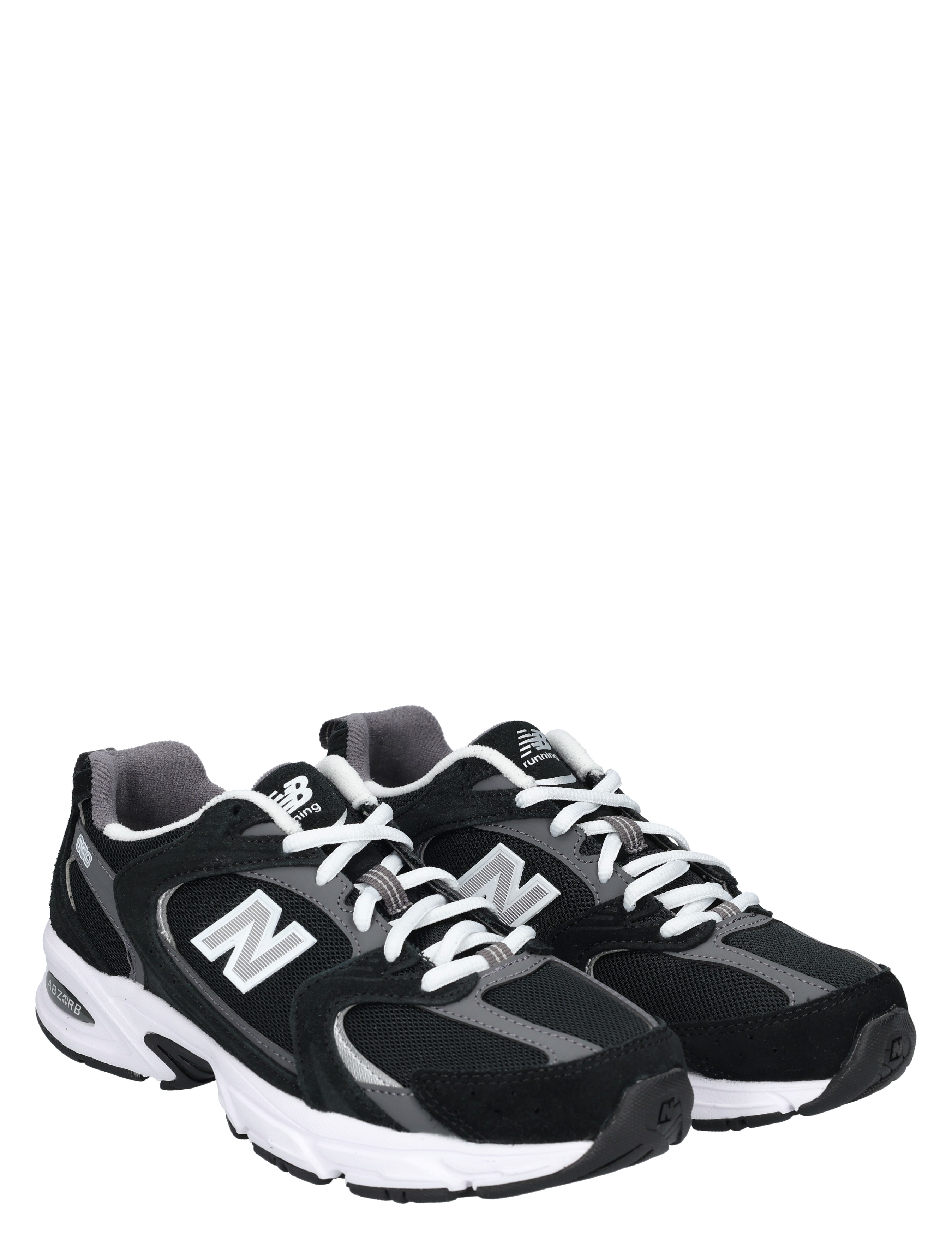 sneakers, zwart, grijs, mesh, veters