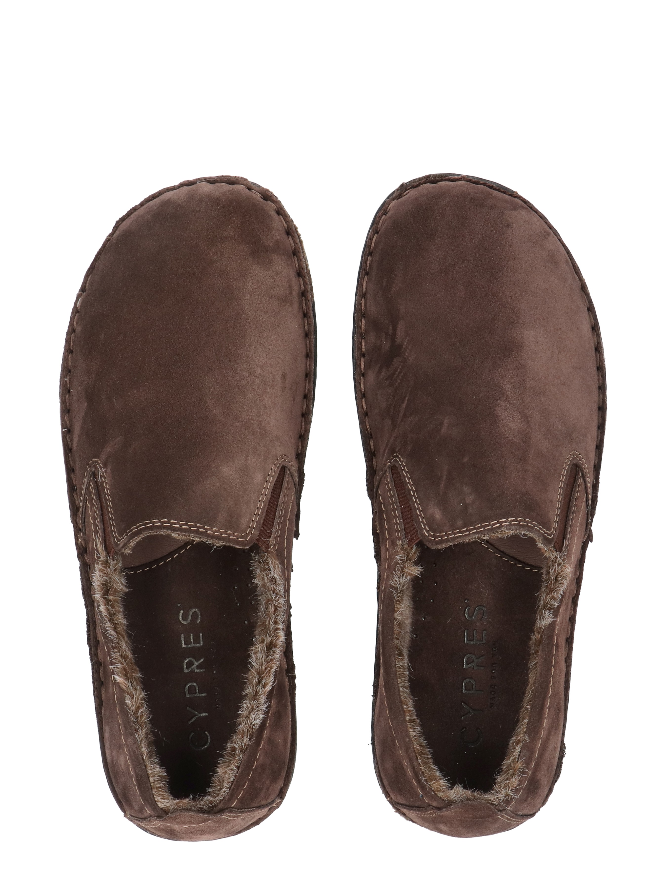 mocassin, slip-on, bruine kleur, lamsvoering, bontvoering