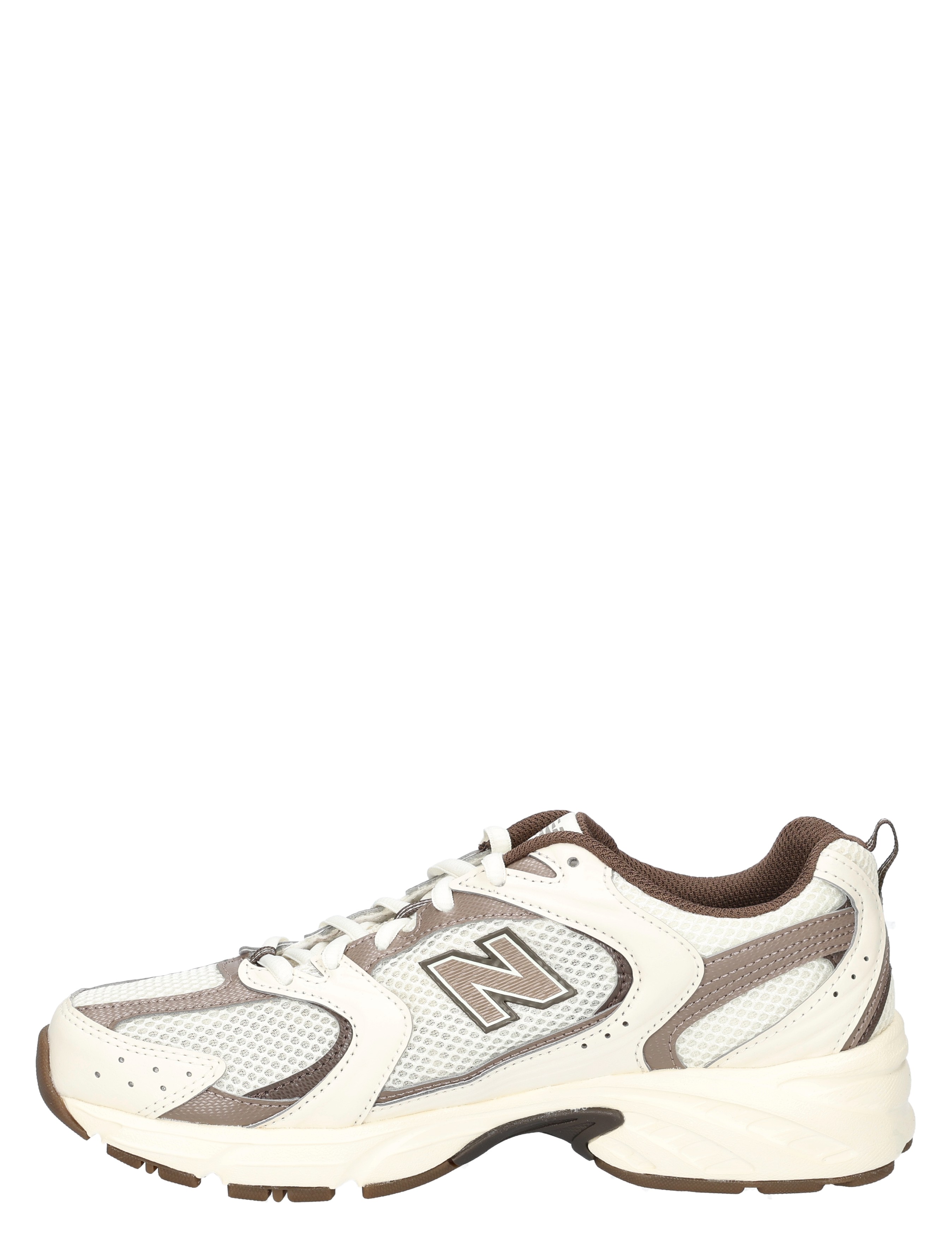 sneaker, mesh, wit, bruin, chunky zool