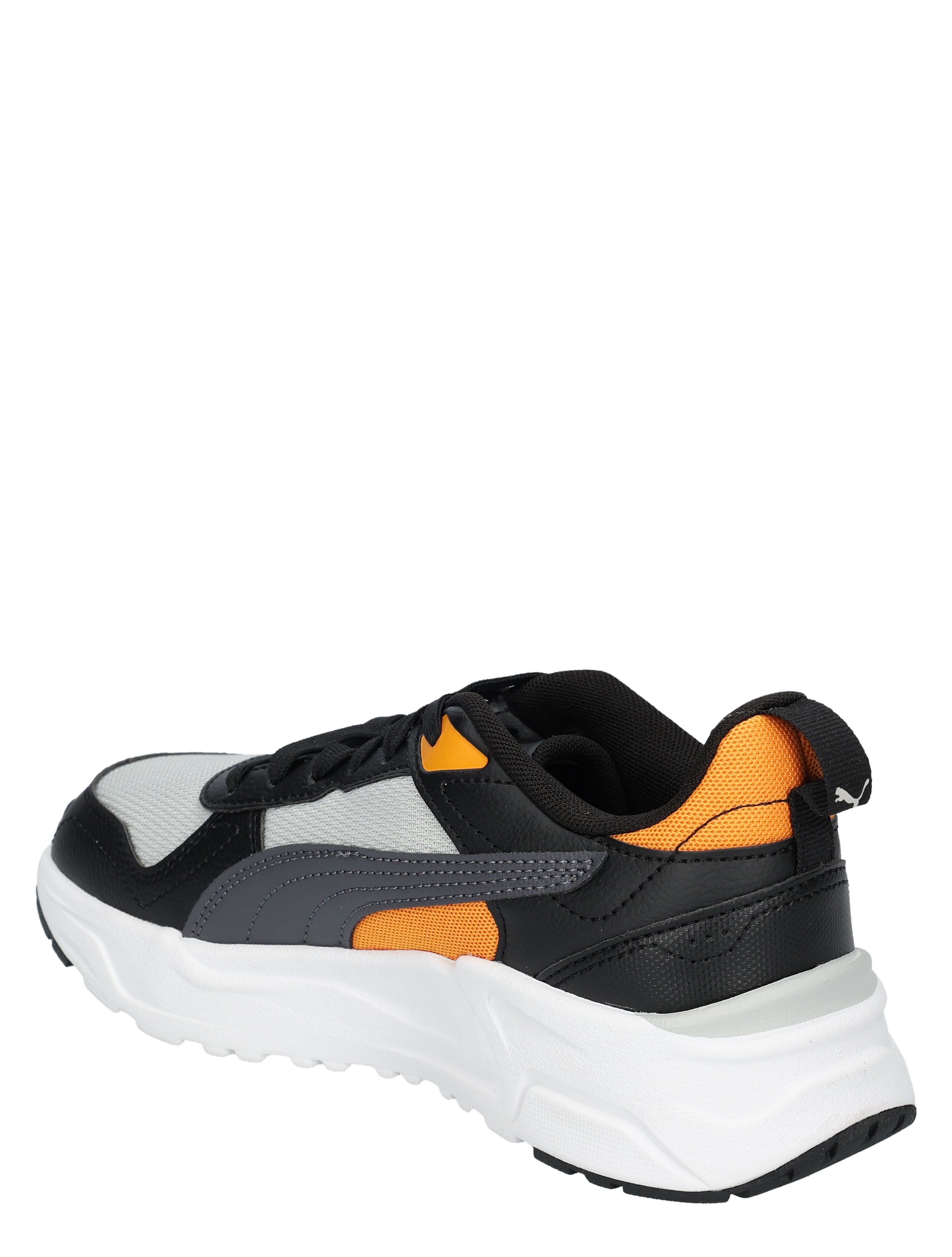 sneaker, sportschoen, oranje accenten, zwart/grijs, dik ontwerp zool