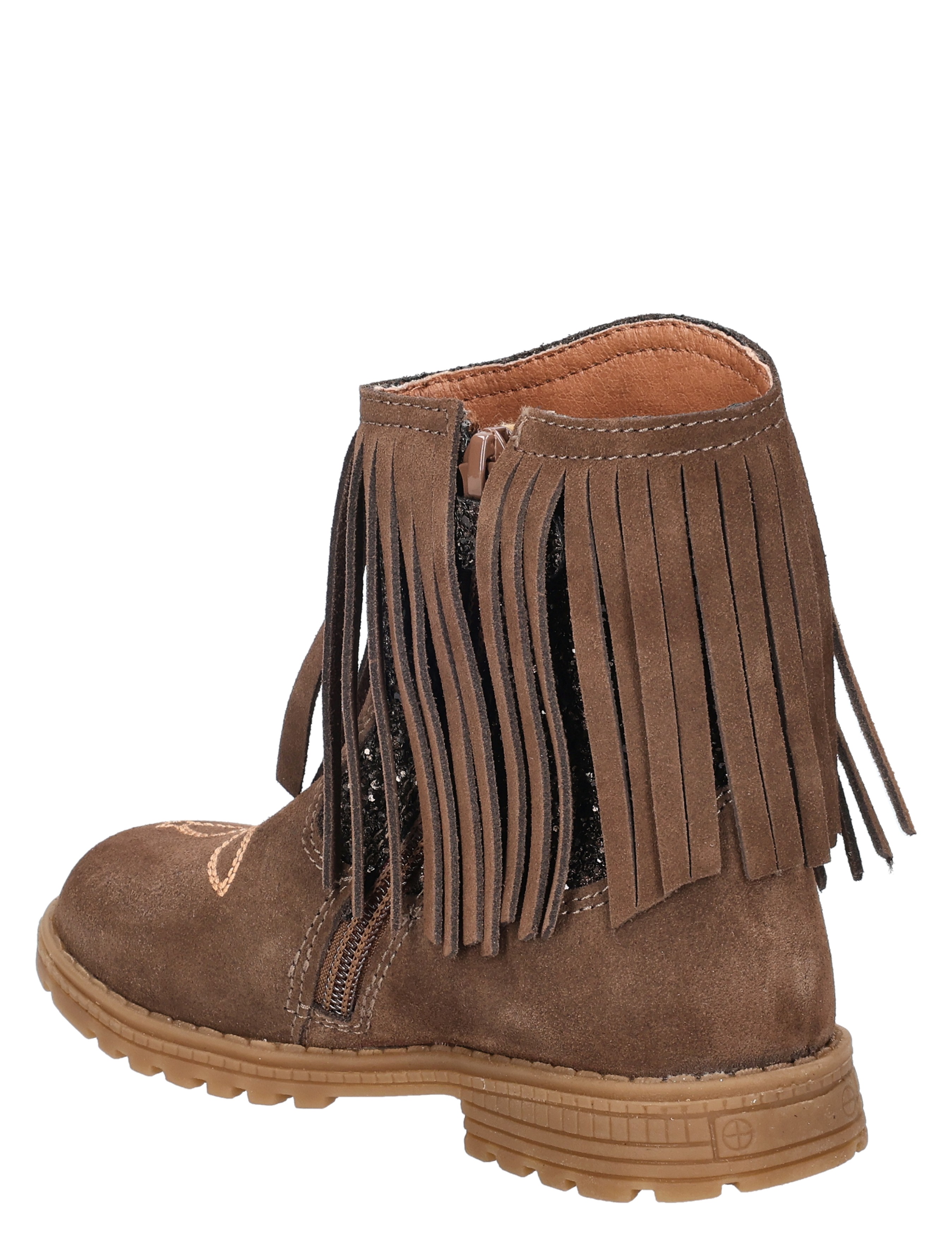laarzen, bruine, suède, fringe, rits