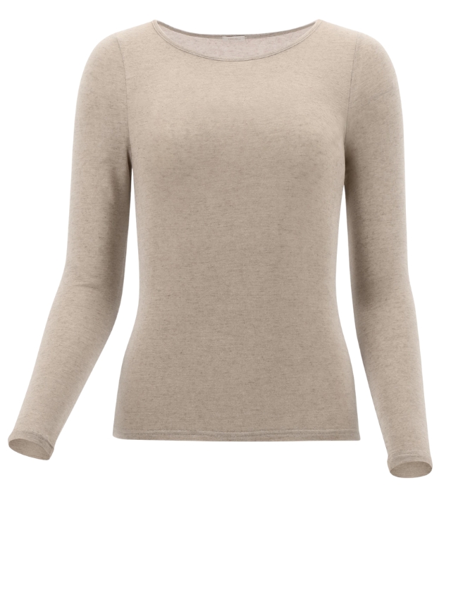 Oroblu - Perfect Line Cashmere T-shirt Long Sleeve 1600 Beige - Dames - Tops - 45421_77_1