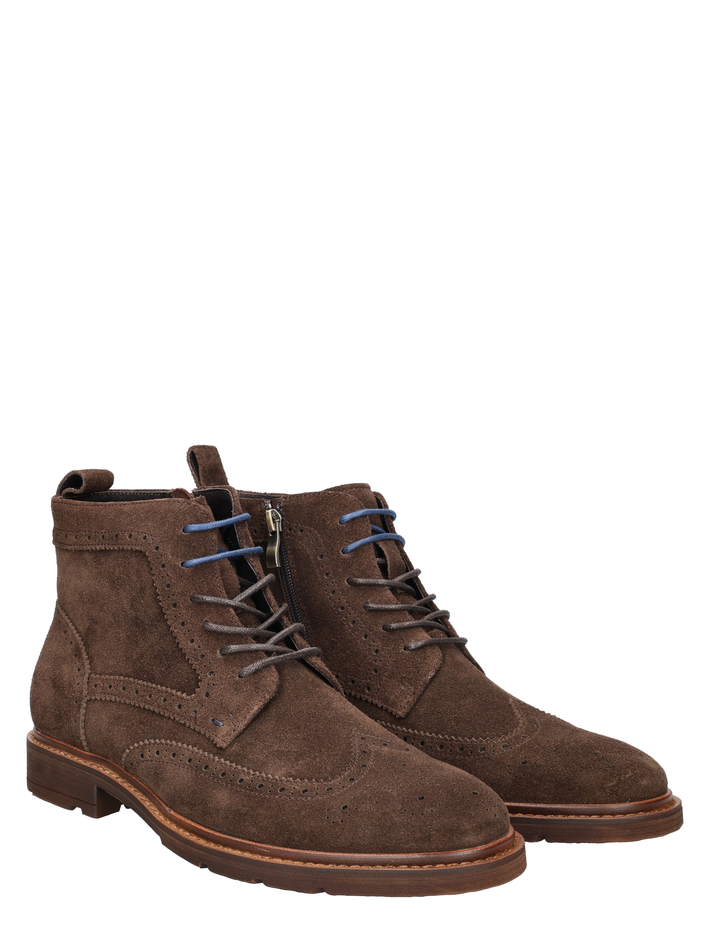 bruine, laarzen, suede, veters, metalen rits