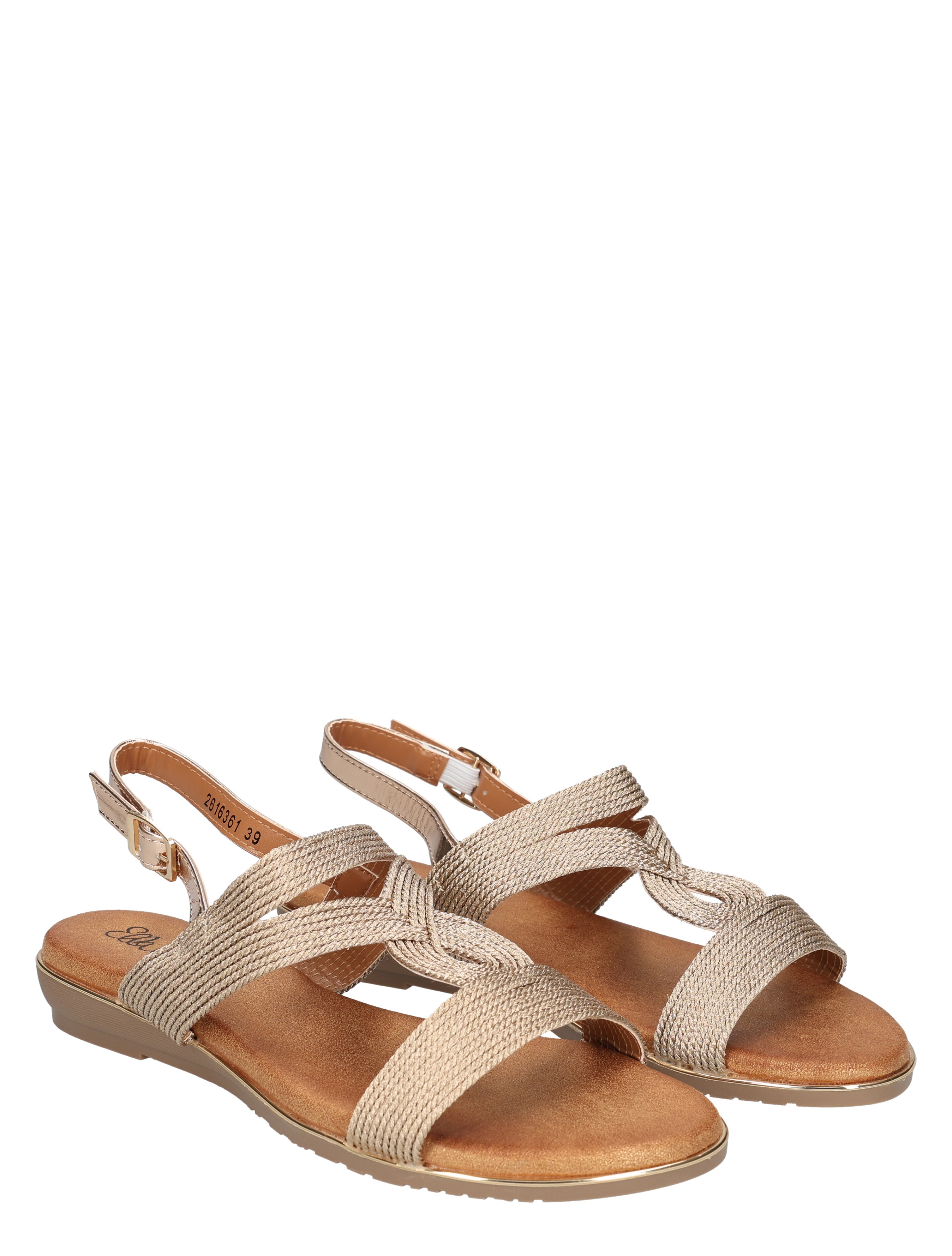 sandalen, sleehakloze, riemen, wafeltextuur, neutraal-kleur