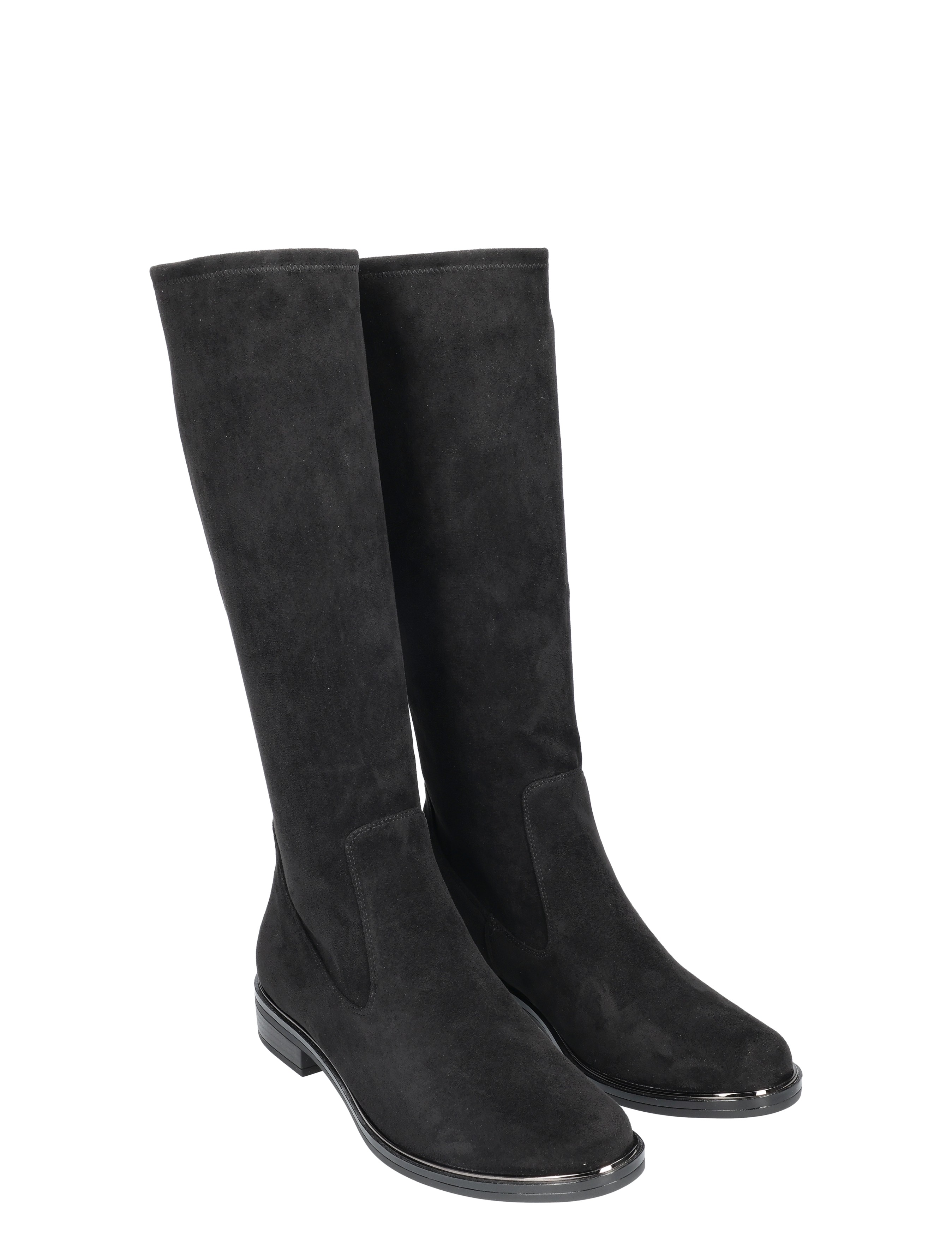 laarzen, suede, zwart, knielaarzen, elong