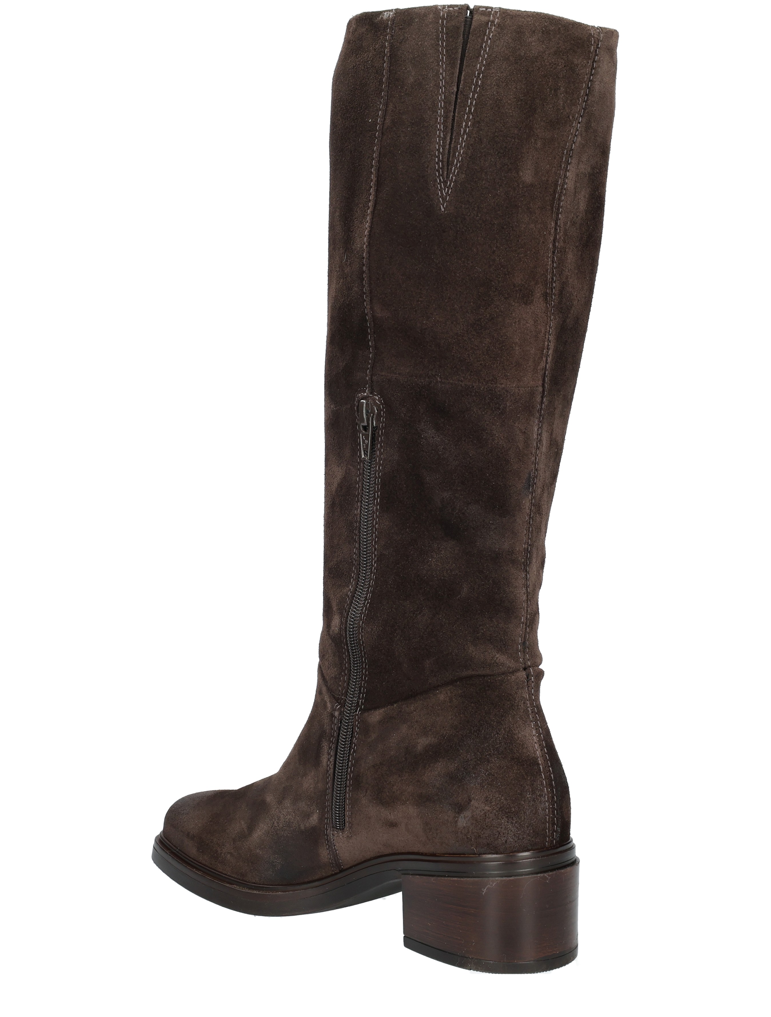 laarzen, kniehoog, suede, zijkant rits, donkerbruin