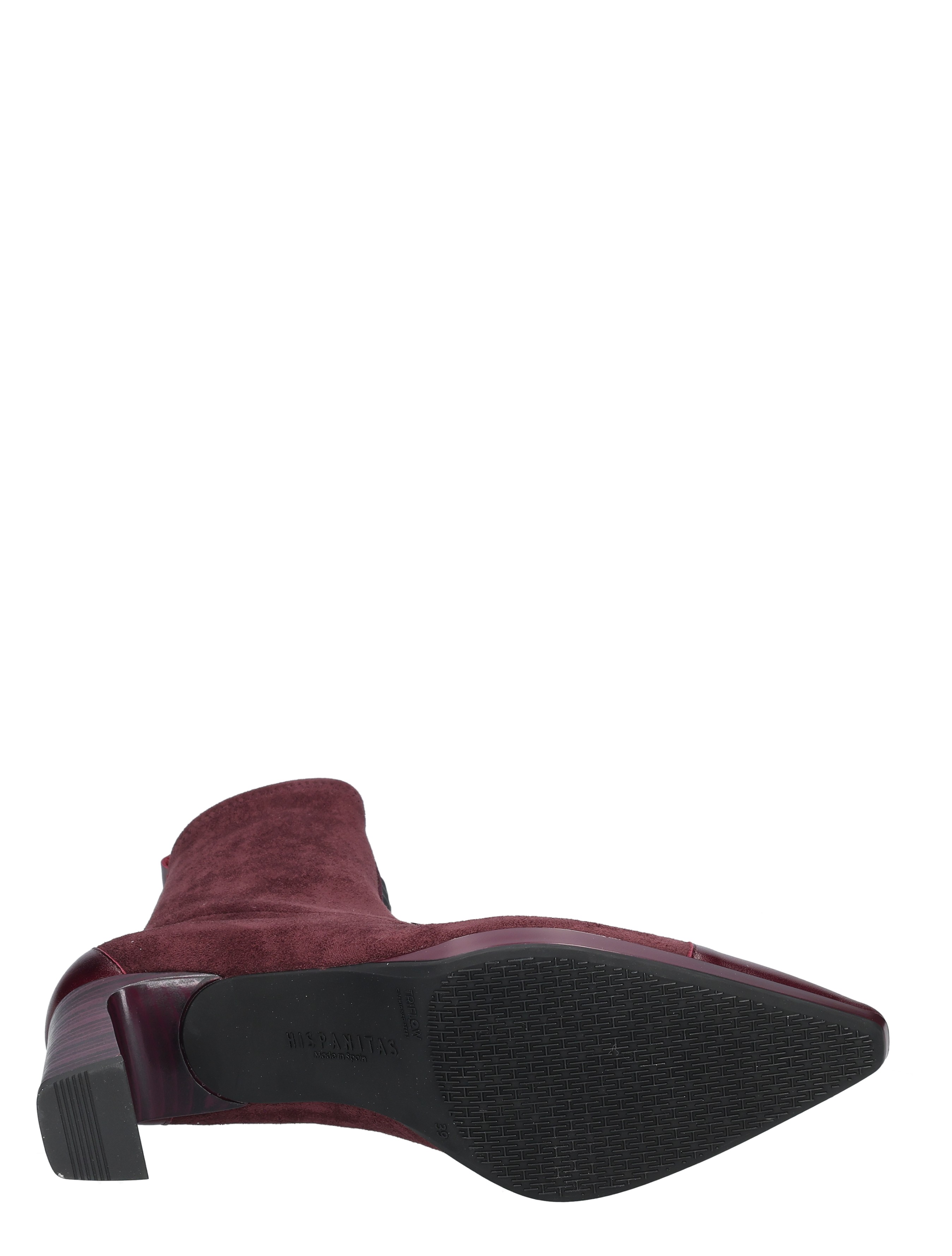 ankleboot, burgundy, suede, midheel, rubbersole