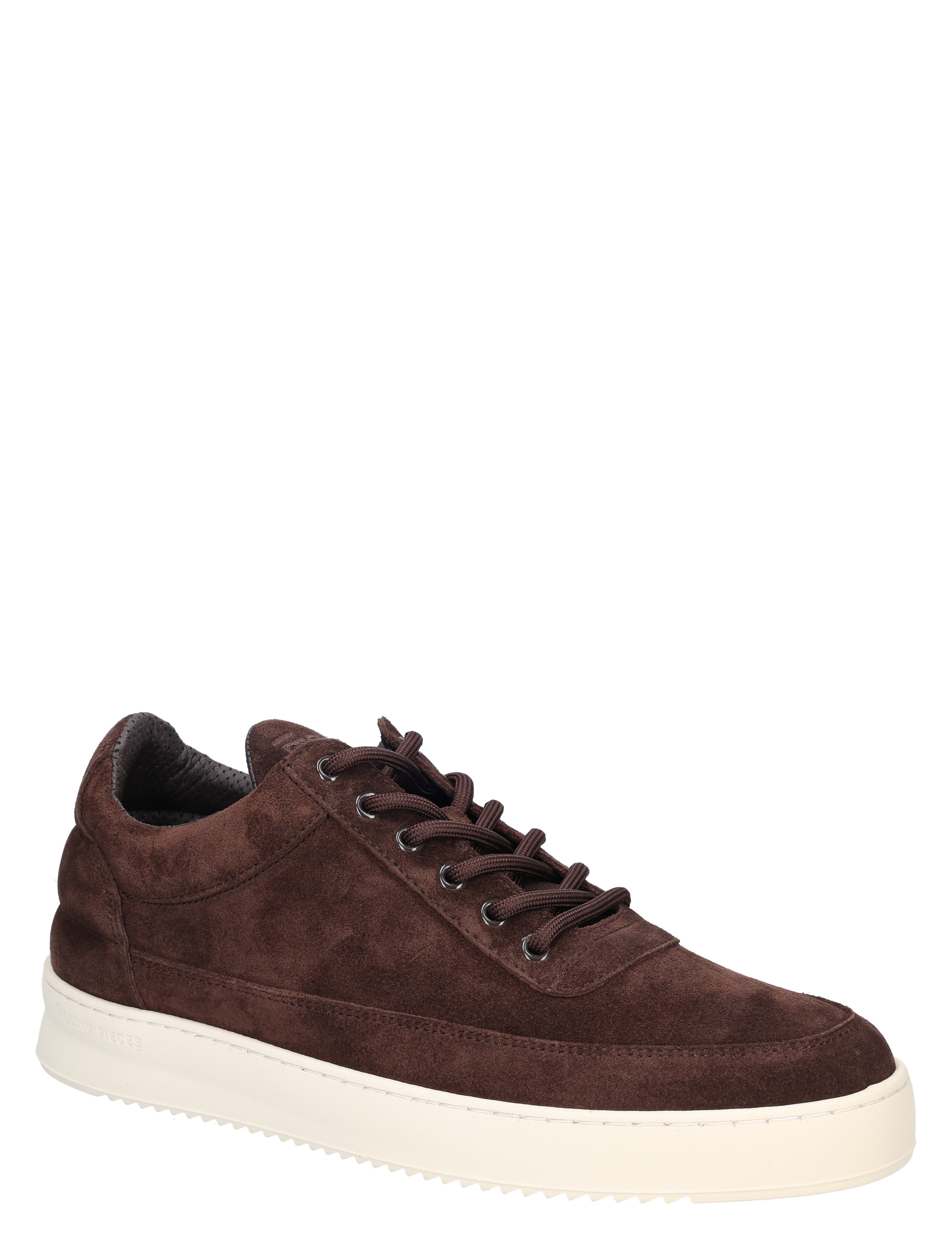 sneaker, bruine suede, veterschoen, witte zool, casual
