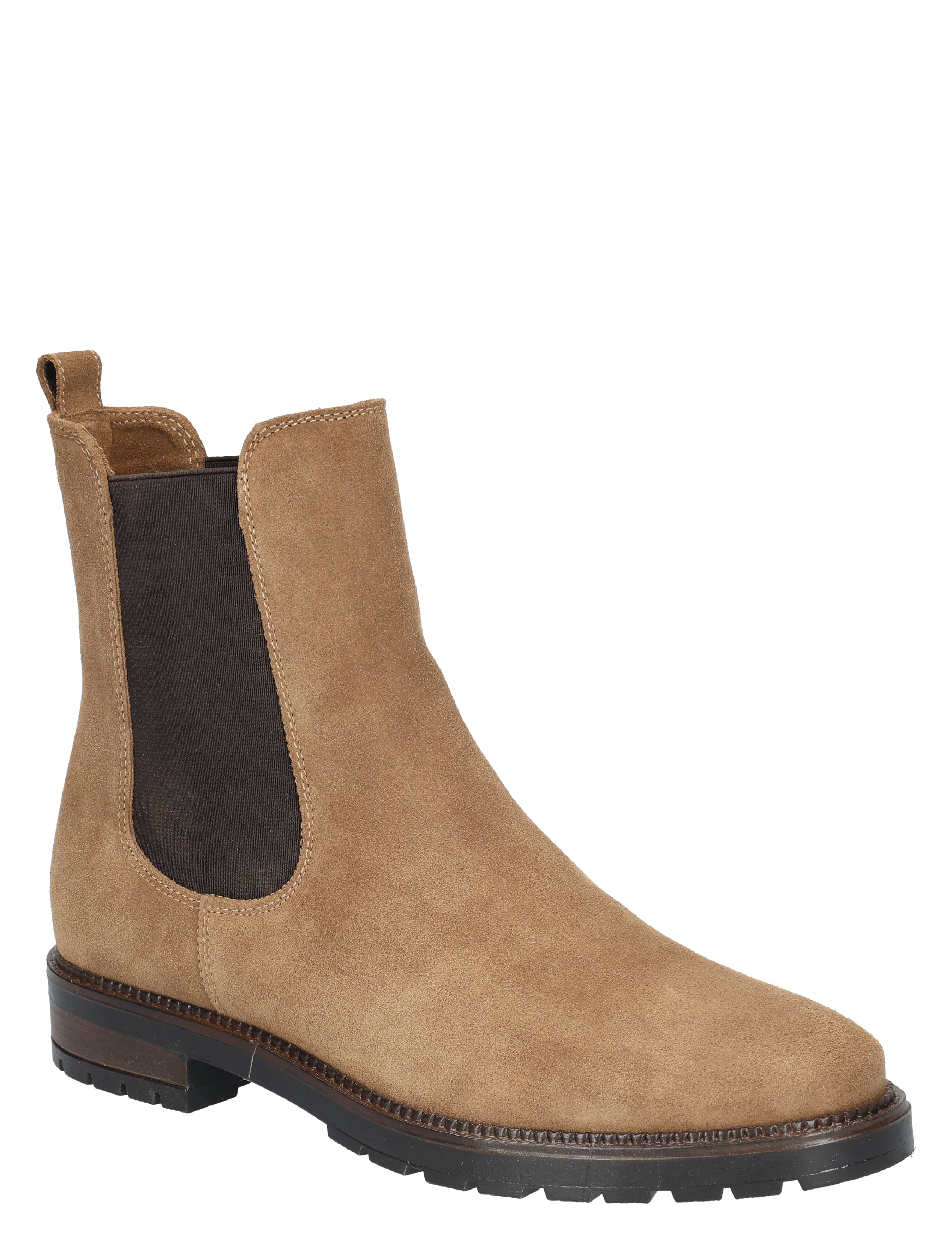 Chelsea boot, Suede, Tan, Elastic side panel, Rugged sole