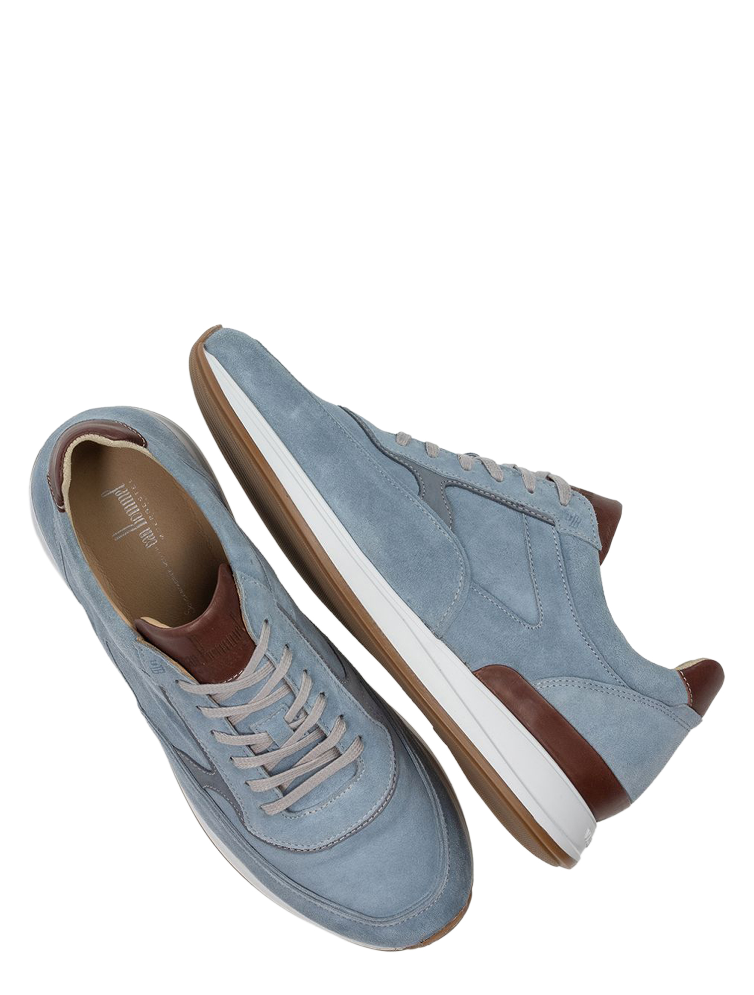 suède, lowschoenen, hoge sneaker, blauw, 1 paar